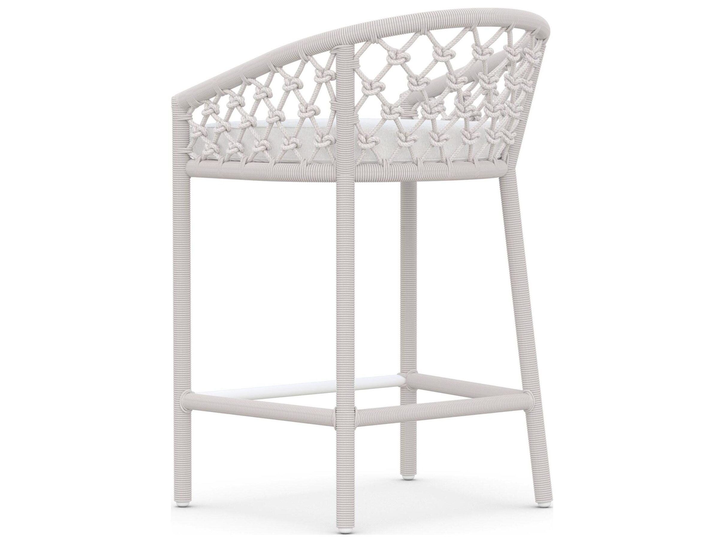 Azzurro Living Amelia Sand All-Weather Rope Patio Counter Stool with Cloud Cushion