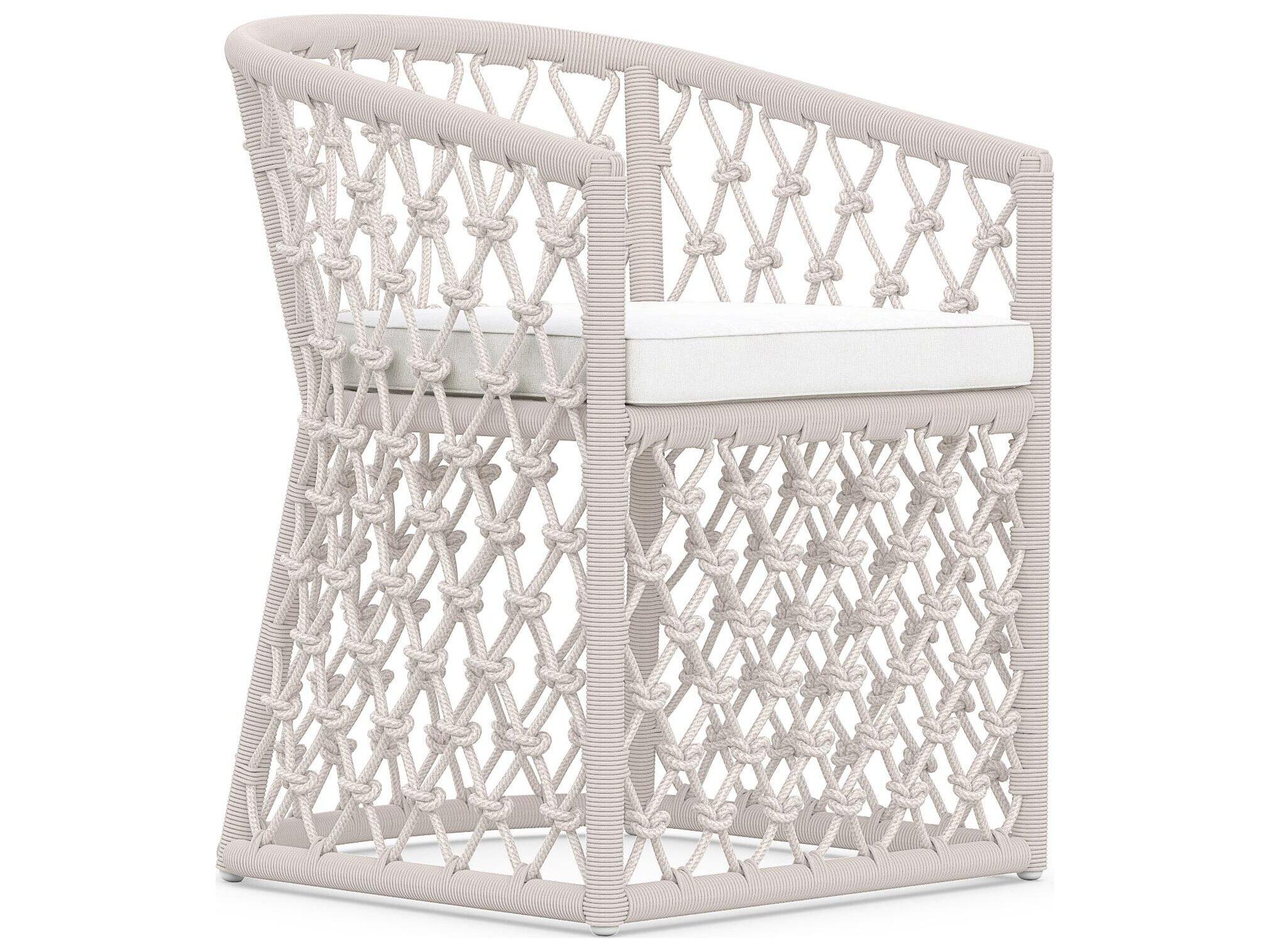 Azzurro Living Amelia Sand All-Weather Rope Patio Dining Arm Chair with Cloud Cushion