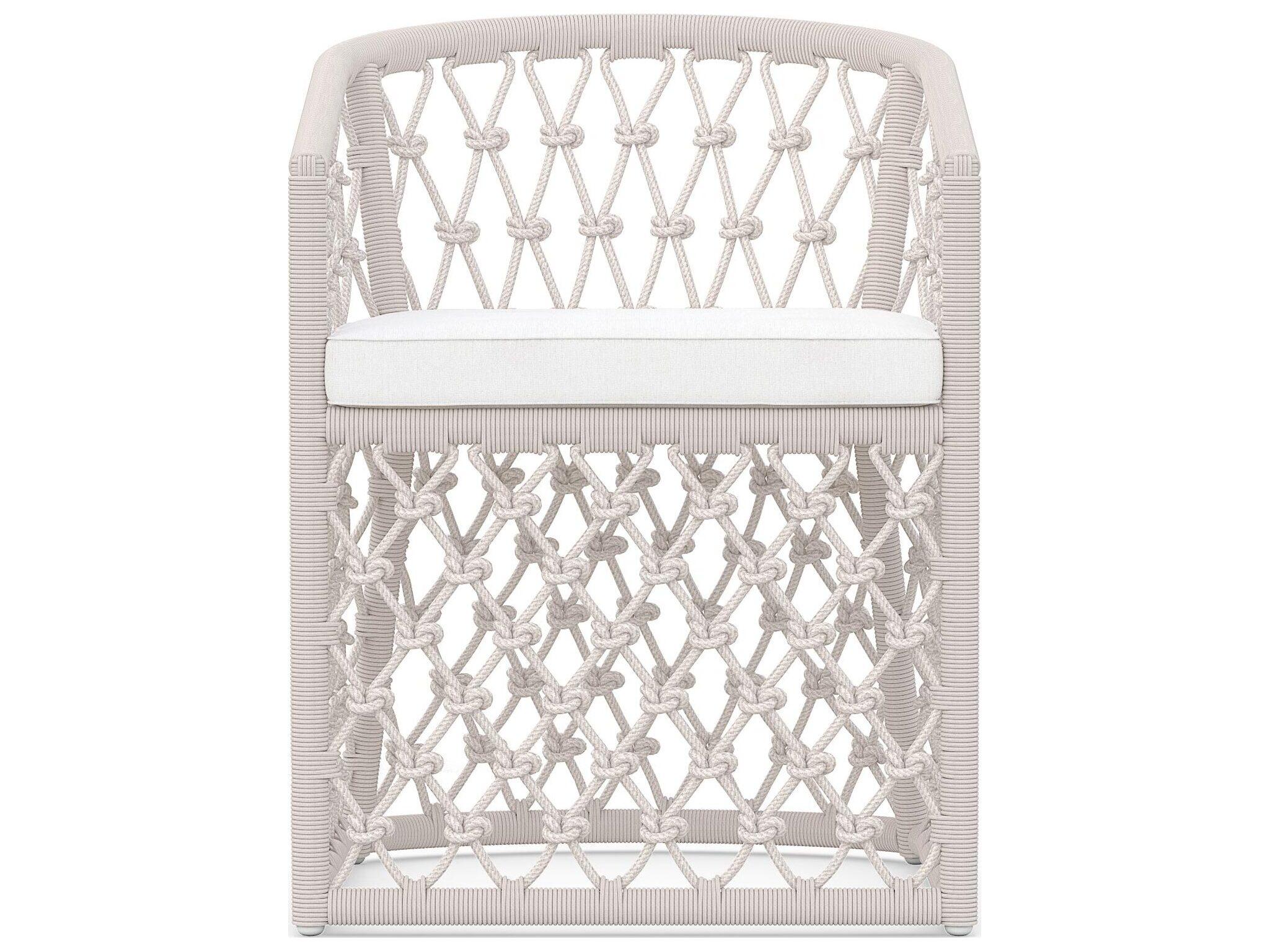 Azzurro Living Amelia Sand All-Weather Rope Patio Dining Arm Chair with Cloud Cushion