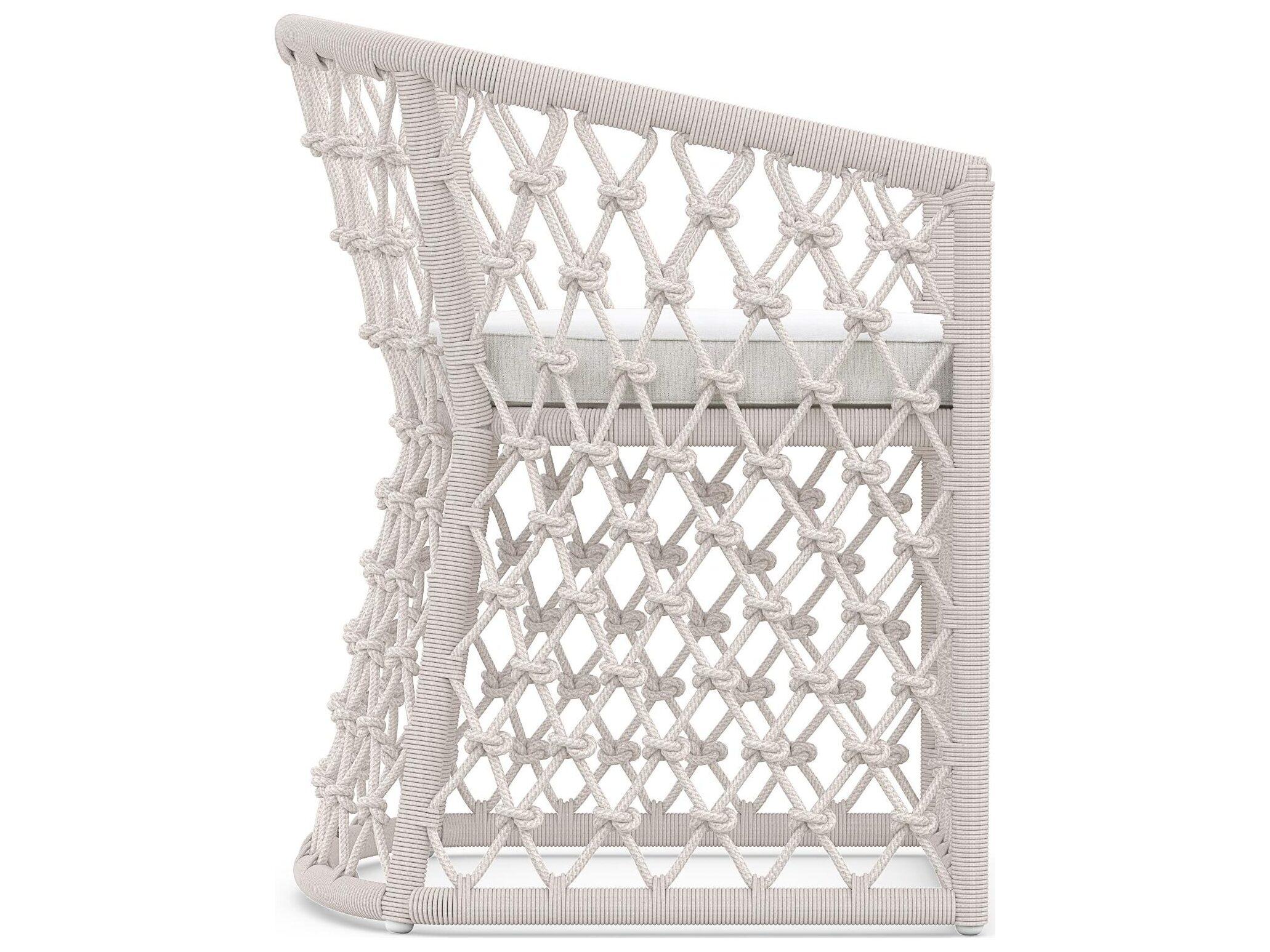 Azzurro Living Amelia Sand All-Weather Rope Patio Dining Arm Chair with Cloud Cushion