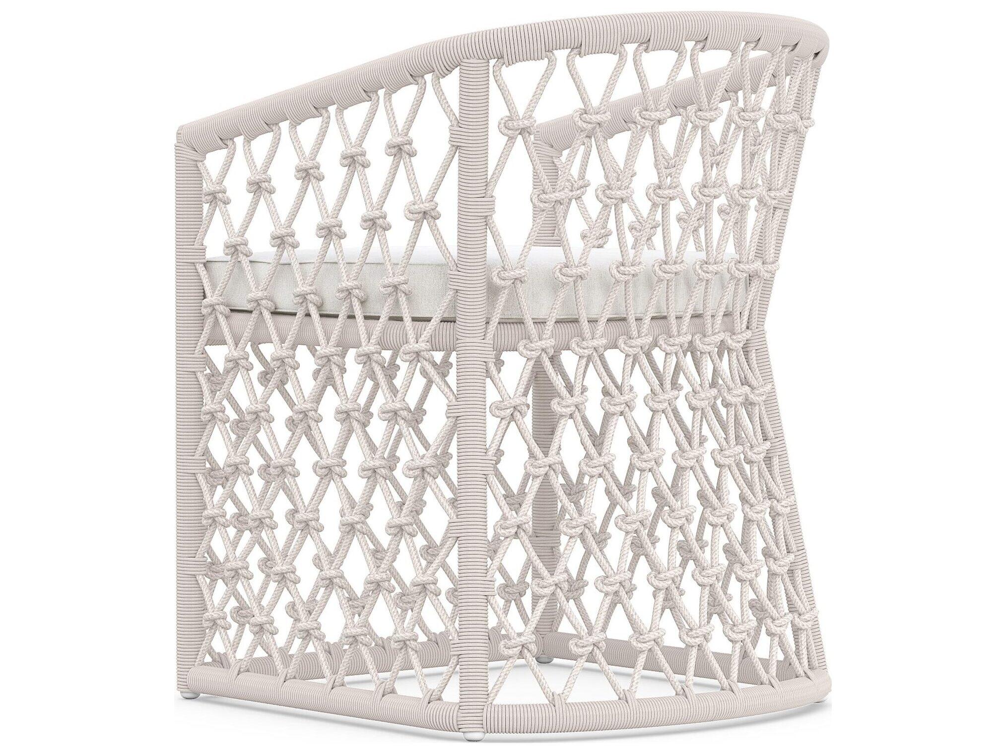 Azzurro Living Amelia Sand All-Weather Rope Patio Dining Arm Chair with Cloud Cushion