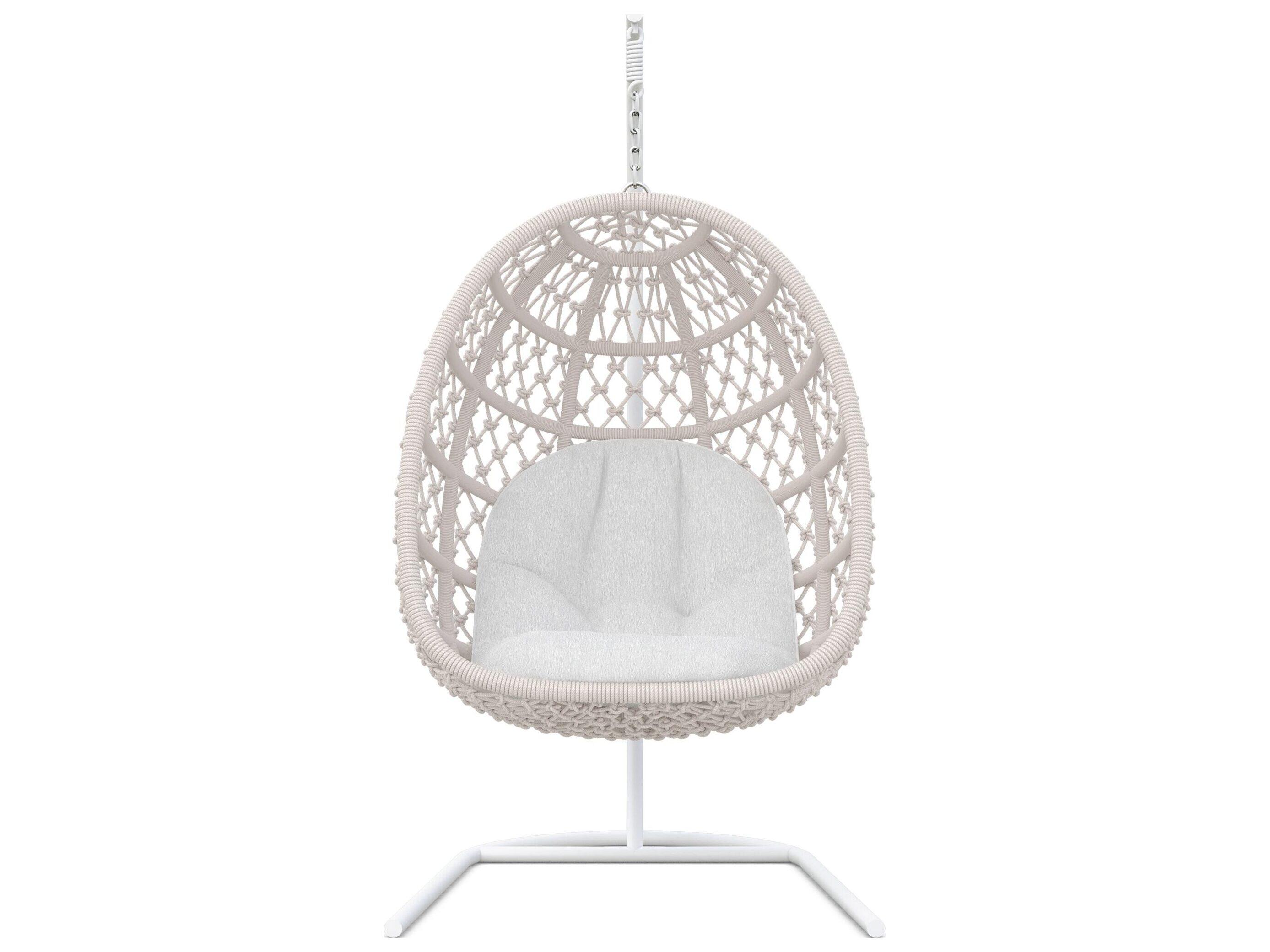 Azzurro Living Amelia Sand All-Weather Rope Hanging Chair with Cloud Cushion