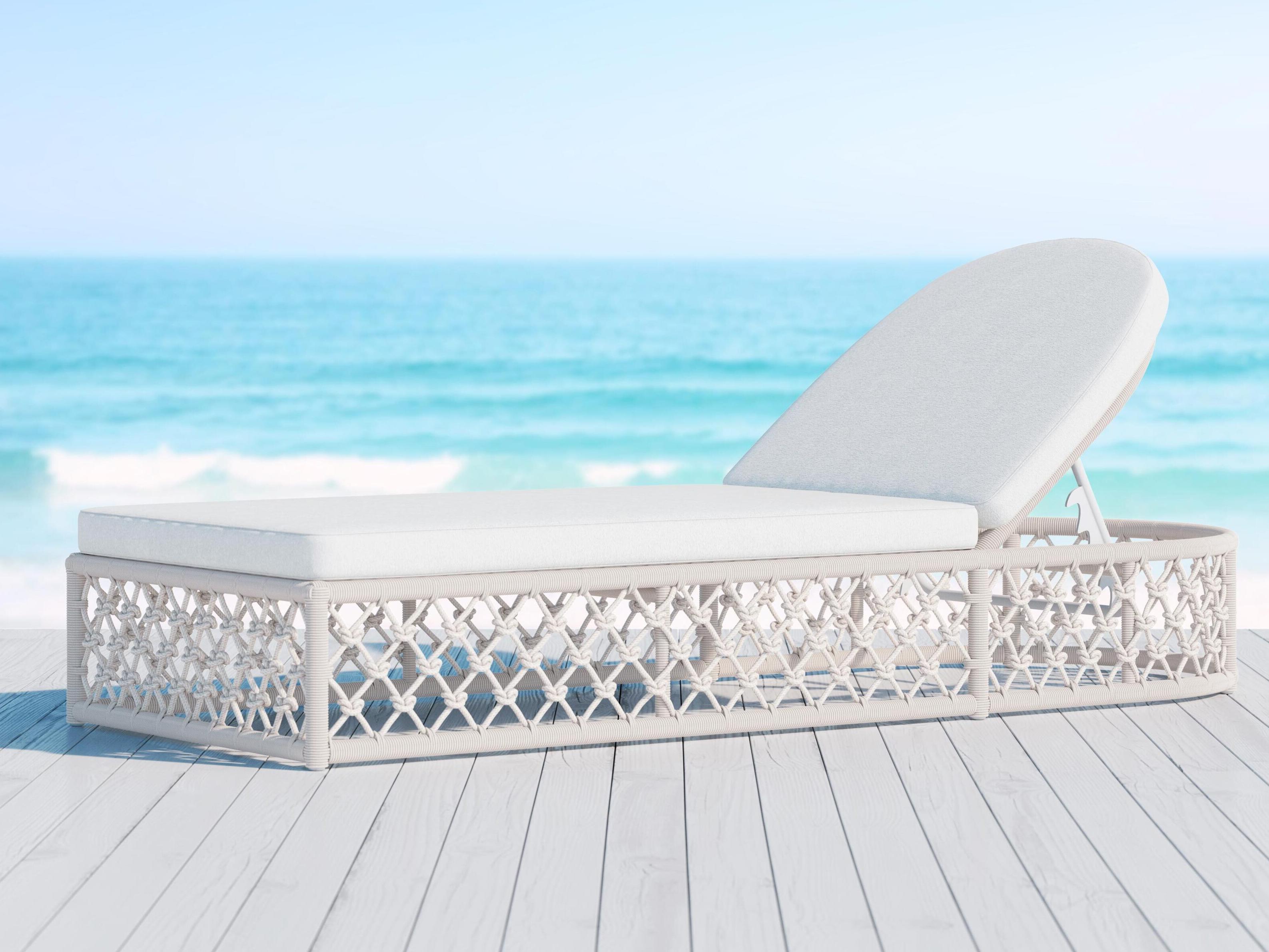 Azzurro Living Amelia Sand All-Weather Rope Outdoor Chaise Lounge with Cloud Cushion