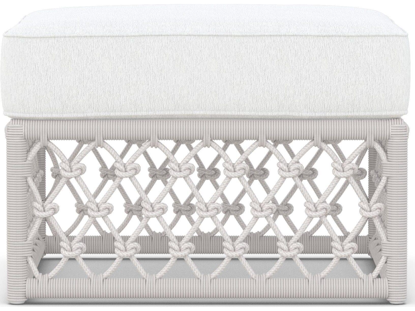 Azzurro Living Amelia Sand All-Weather Rope Patio Ottoman with Cloud Cushion