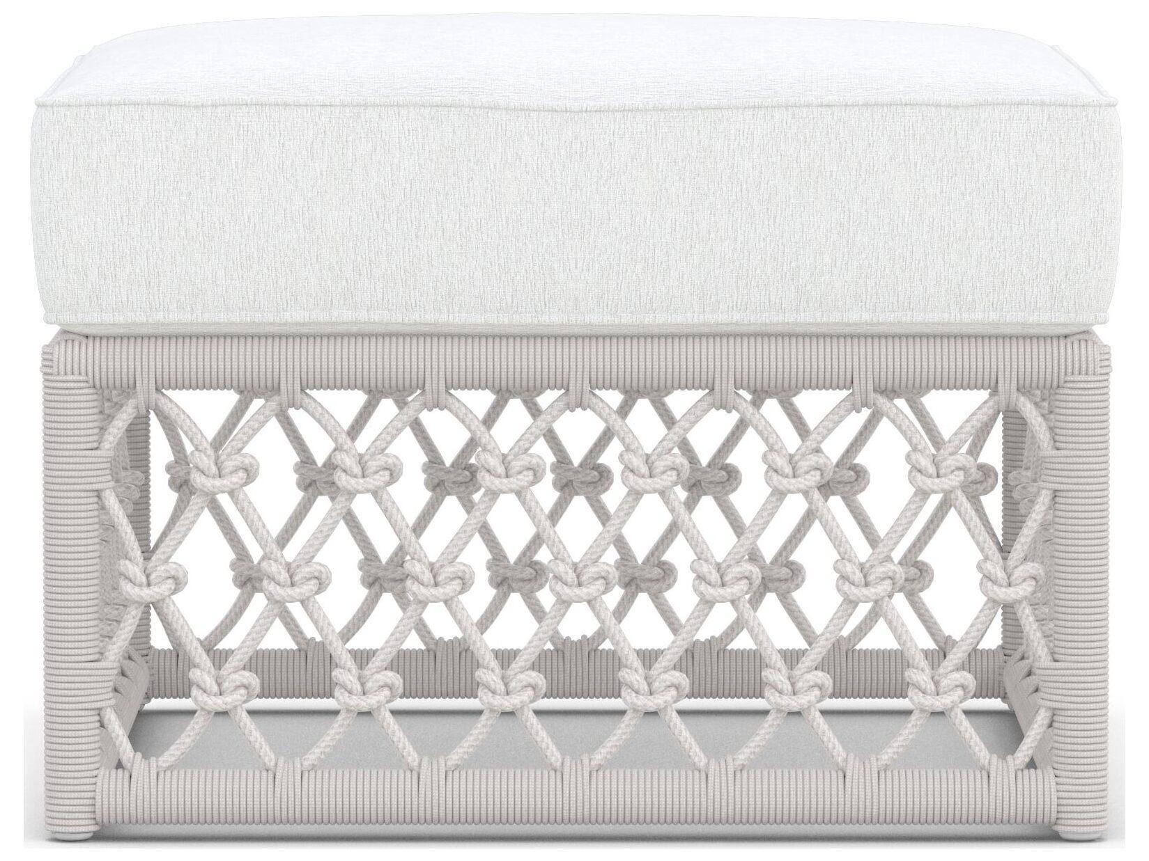 Azzurro Living Amelia Sand All-Weather Rope Patio Ottoman with Cloud Cushion