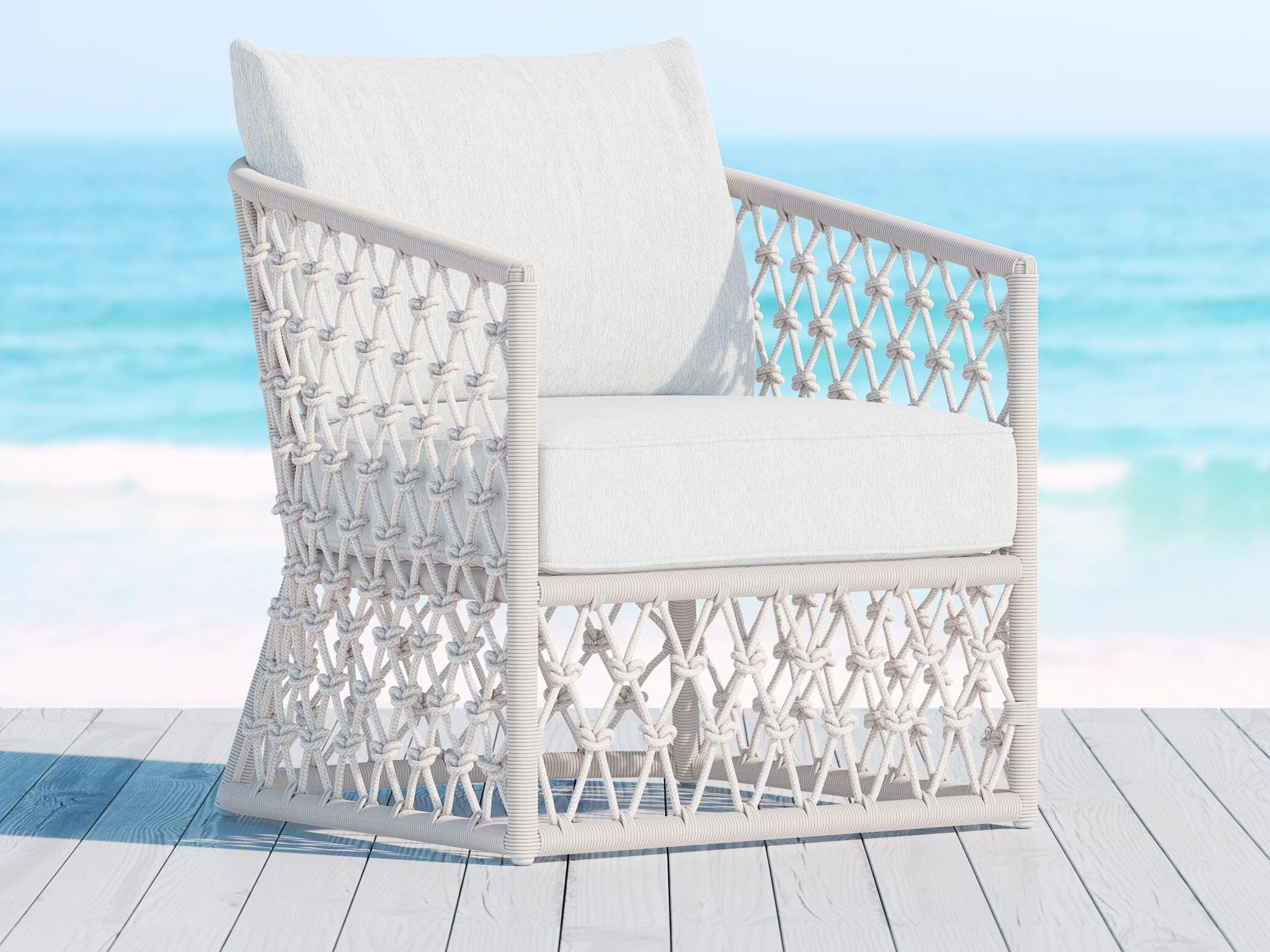 Azzurro Living Amelia Sand All-Weather Rope Outdoor Patio Lounge Chair with Cloud Cushion
