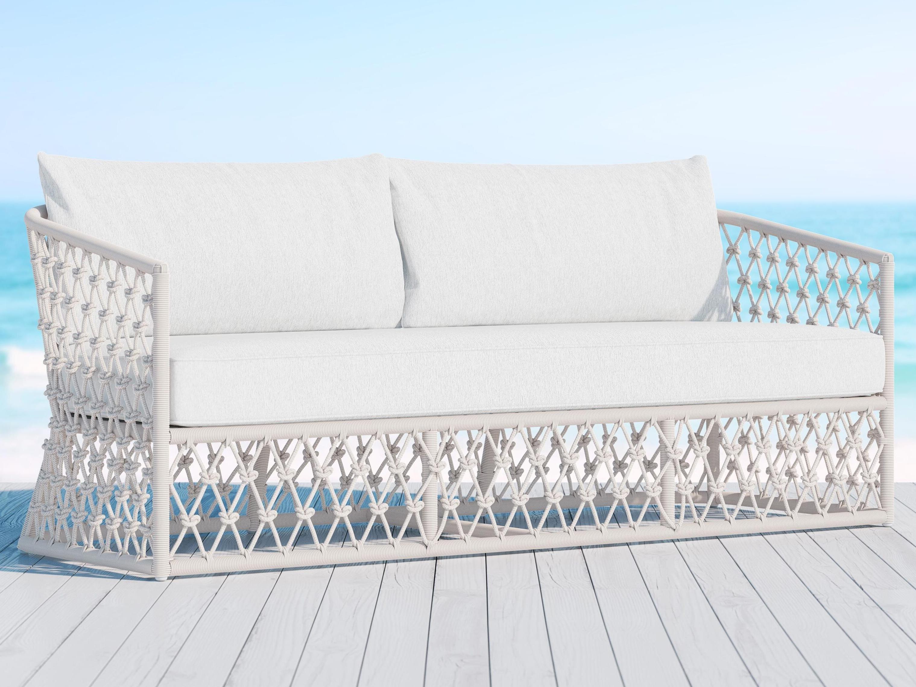 Azzurro Living Amelia Sand All-Weather Rope Outdoor Patio Sofa with Cloud Cushion