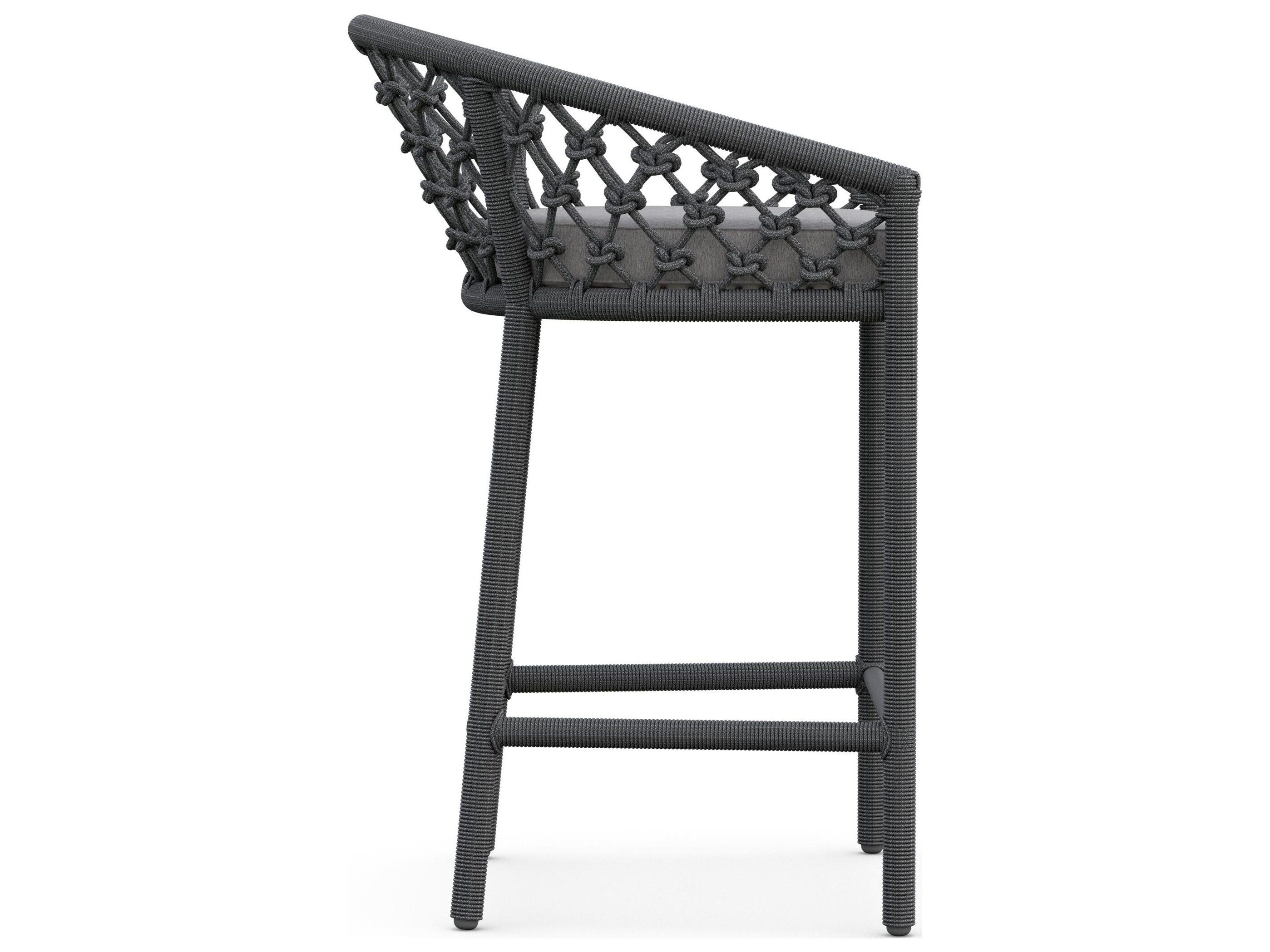 Azzurro Living Amelia Ash All-Weather Rope Outdoor Counter Stool with Fog Cushion