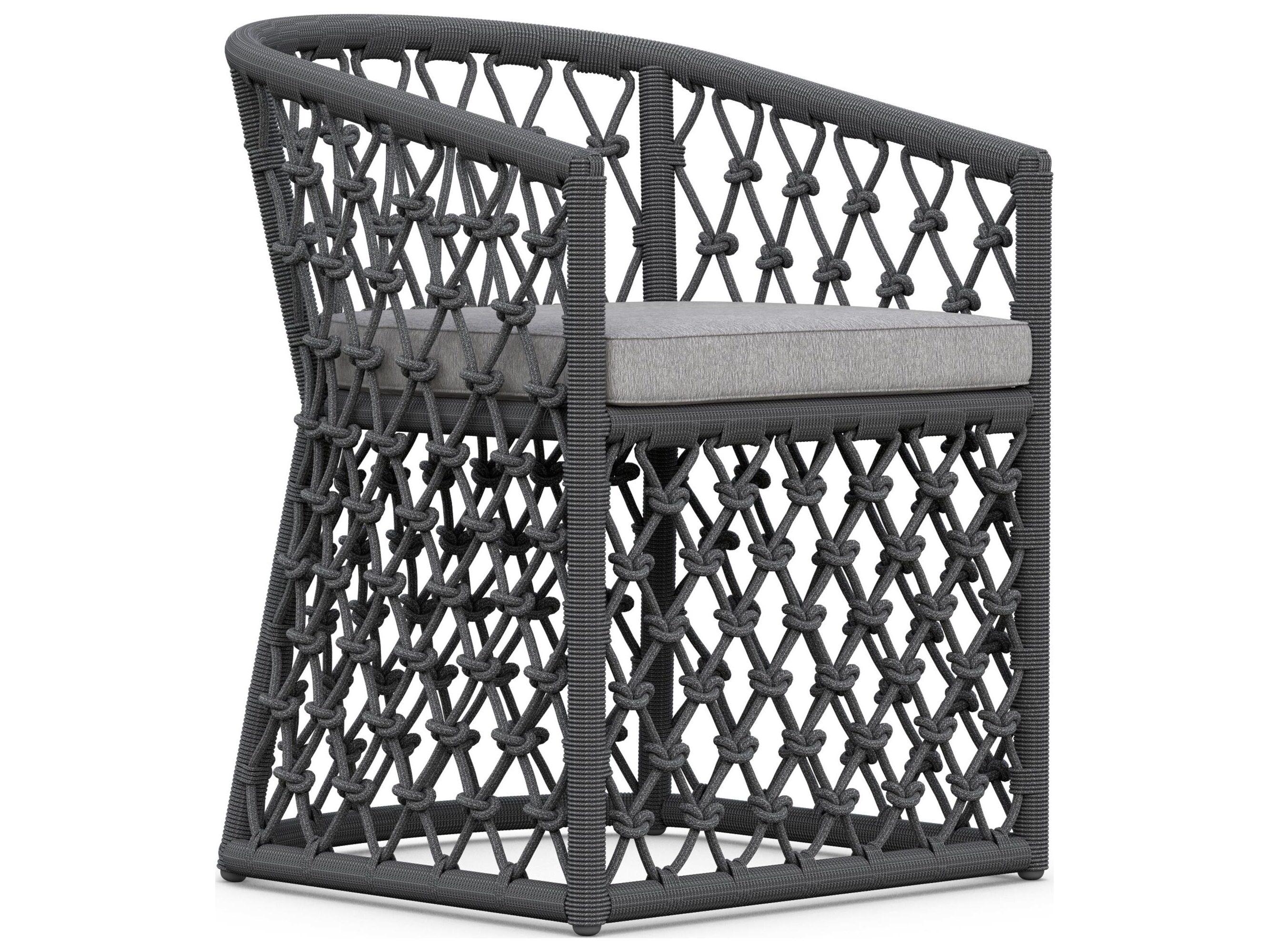 Azzurro Living Amelia Ash All-Weather Rope Outdoor Dining Arm Chair with Fog Cushion