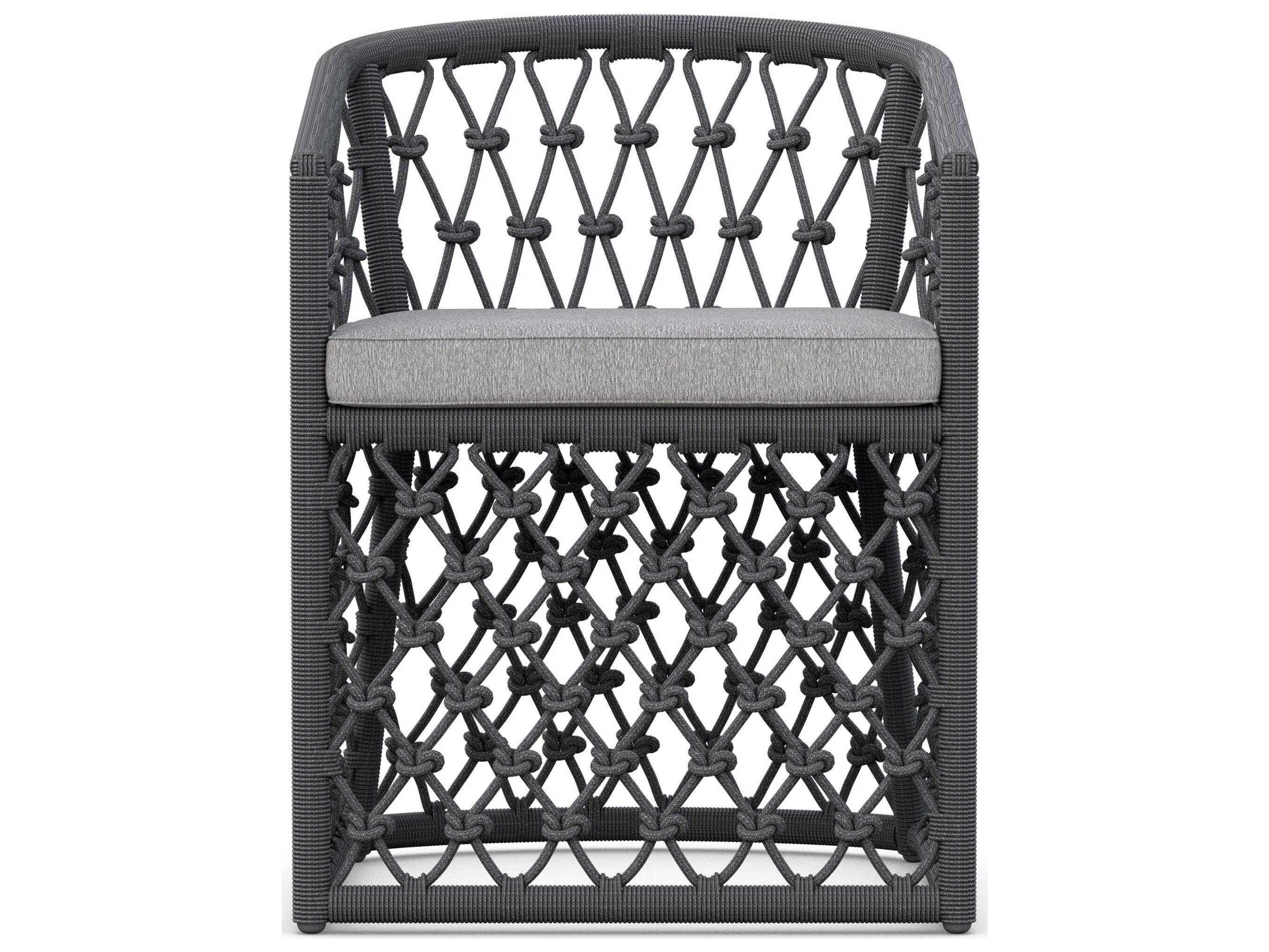 Azzurro Living Amelia Ash All-Weather Rope Outdoor Dining Arm Chair with Fog Cushion