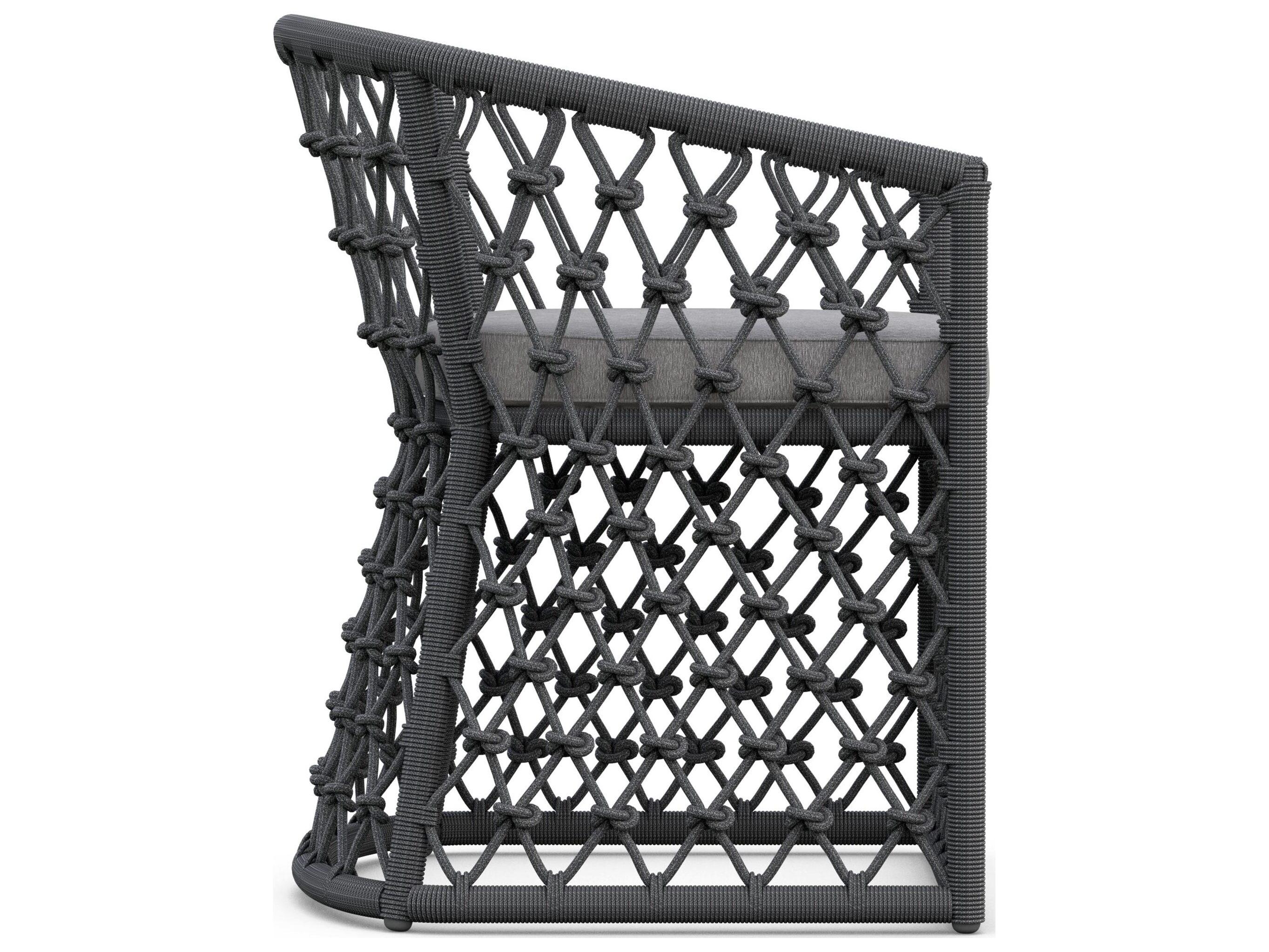 Azzurro Living Amelia Ash All-Weather Rope Outdoor Dining Arm Chair with Fog Cushion