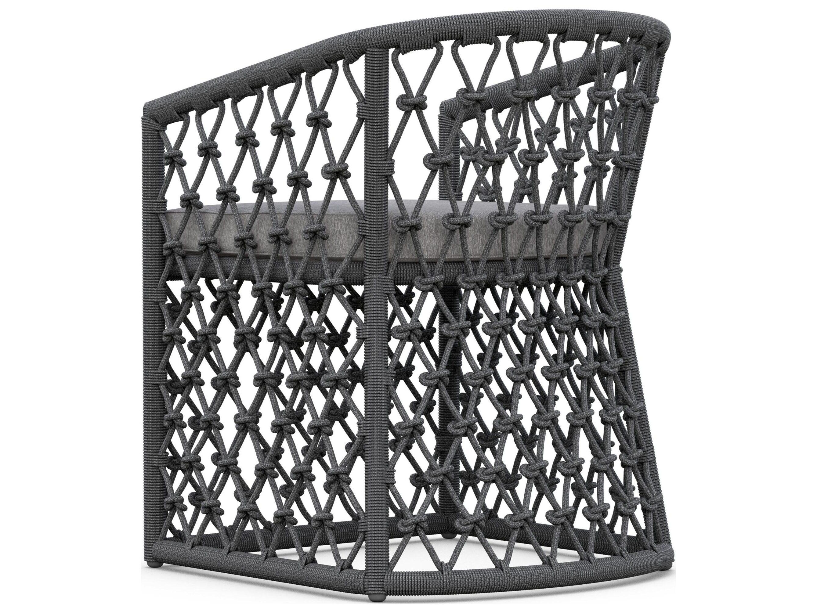 Azzurro Living Amelia Ash All-Weather Rope Outdoor Dining Arm Chair with Fog Cushion