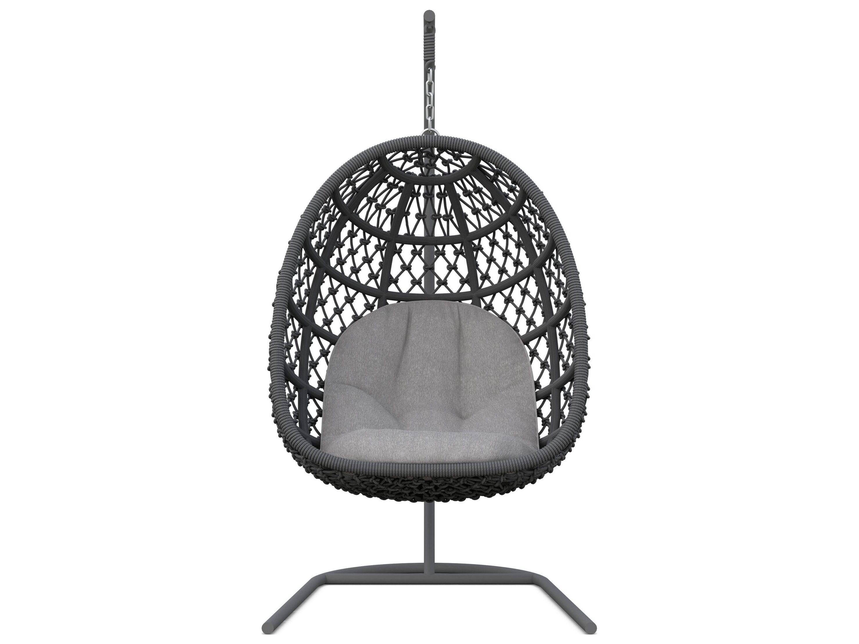 Azzurro Living Amelia Ash All-Weather Rope Hanging Chair with Fog Cushion