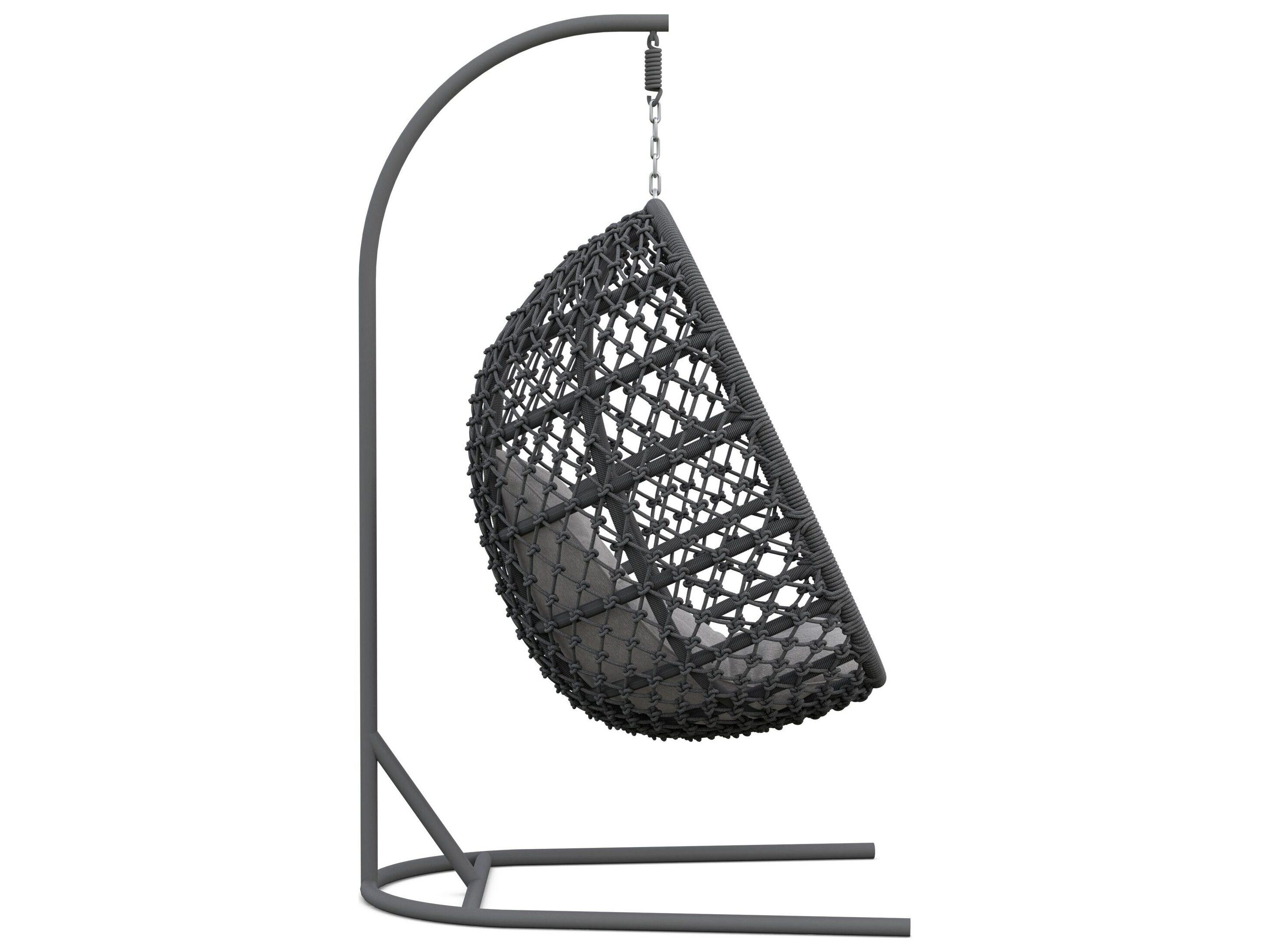 Azzurro Living Amelia Ash All-Weather Rope Hanging Chair with Fog Cushion