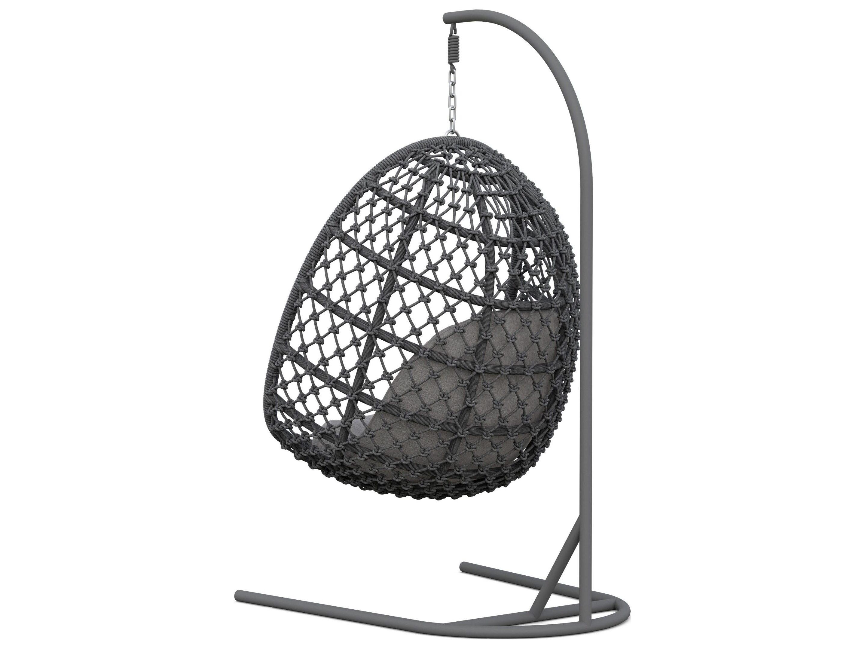Azzurro Living Amelia Ash All-Weather Rope Hanging Chair with Fog Cushion