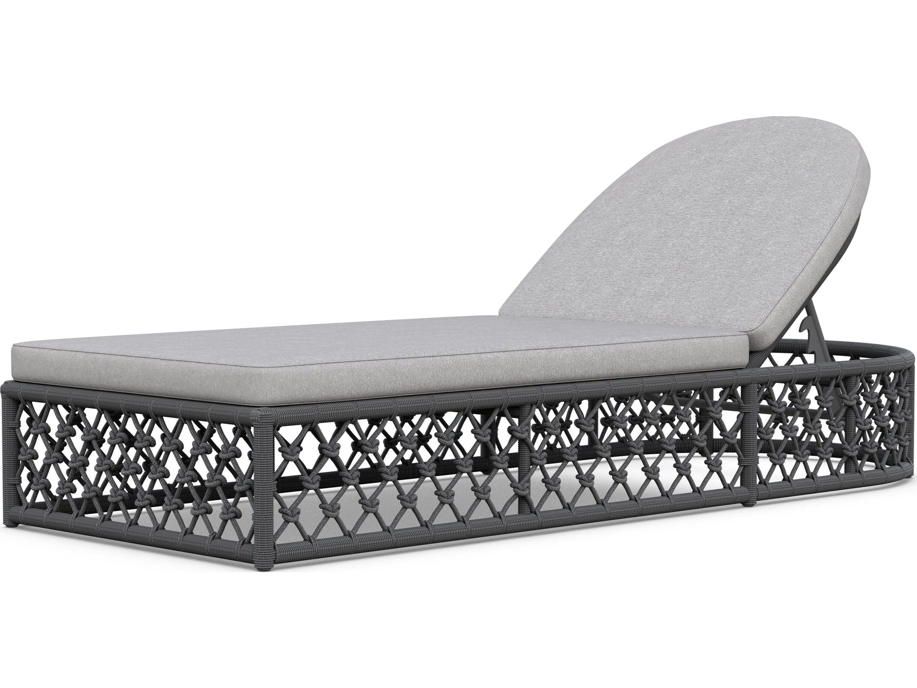 Azzurro Living Amelia Ash All-Weather Rope Adjustable Outdoor Patio Chaise Lounge with Fog Cushion