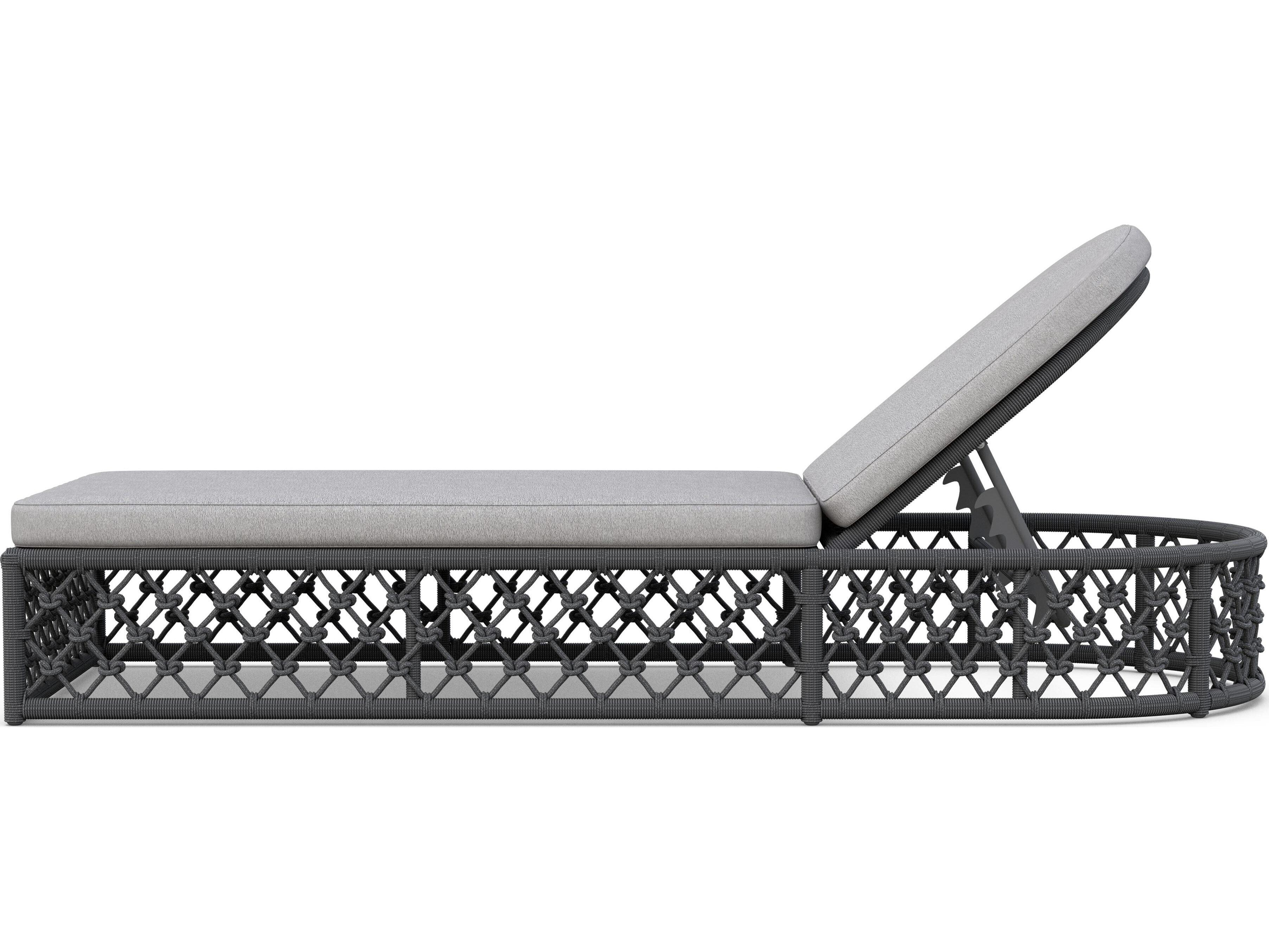 Azzurro Living Amelia Ash All-Weather Rope Adjustable Outdoor Patio Chaise Lounge with Fog Cushion