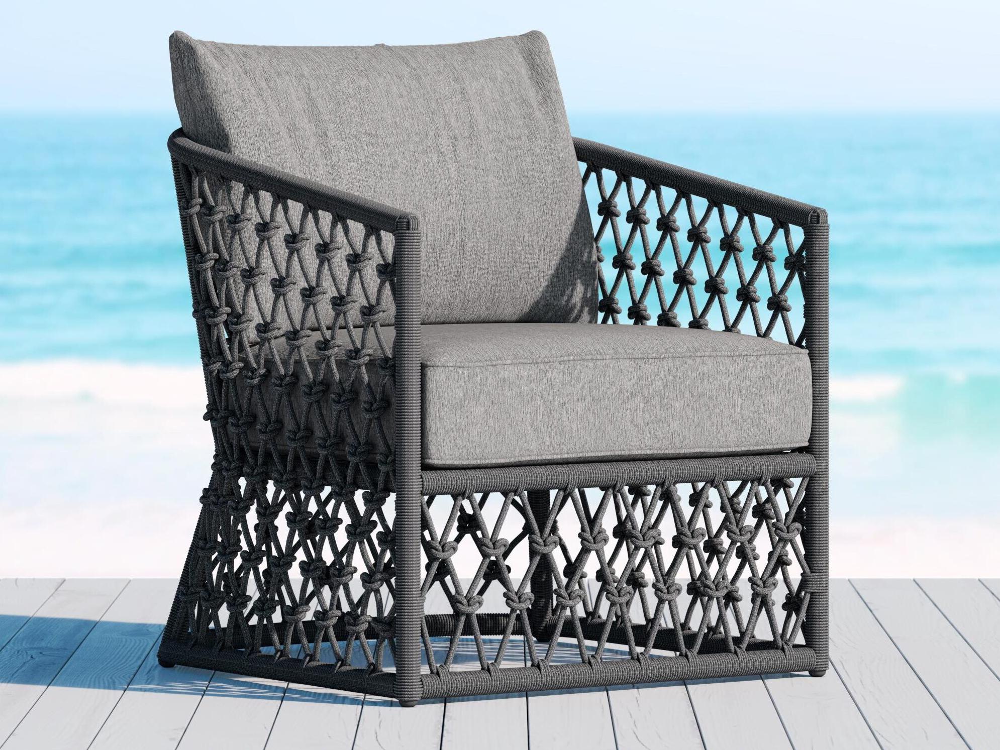 Azzurro Living Amelia Ash All-Weather Rope Patio Lounge Chair with Fog Cushion