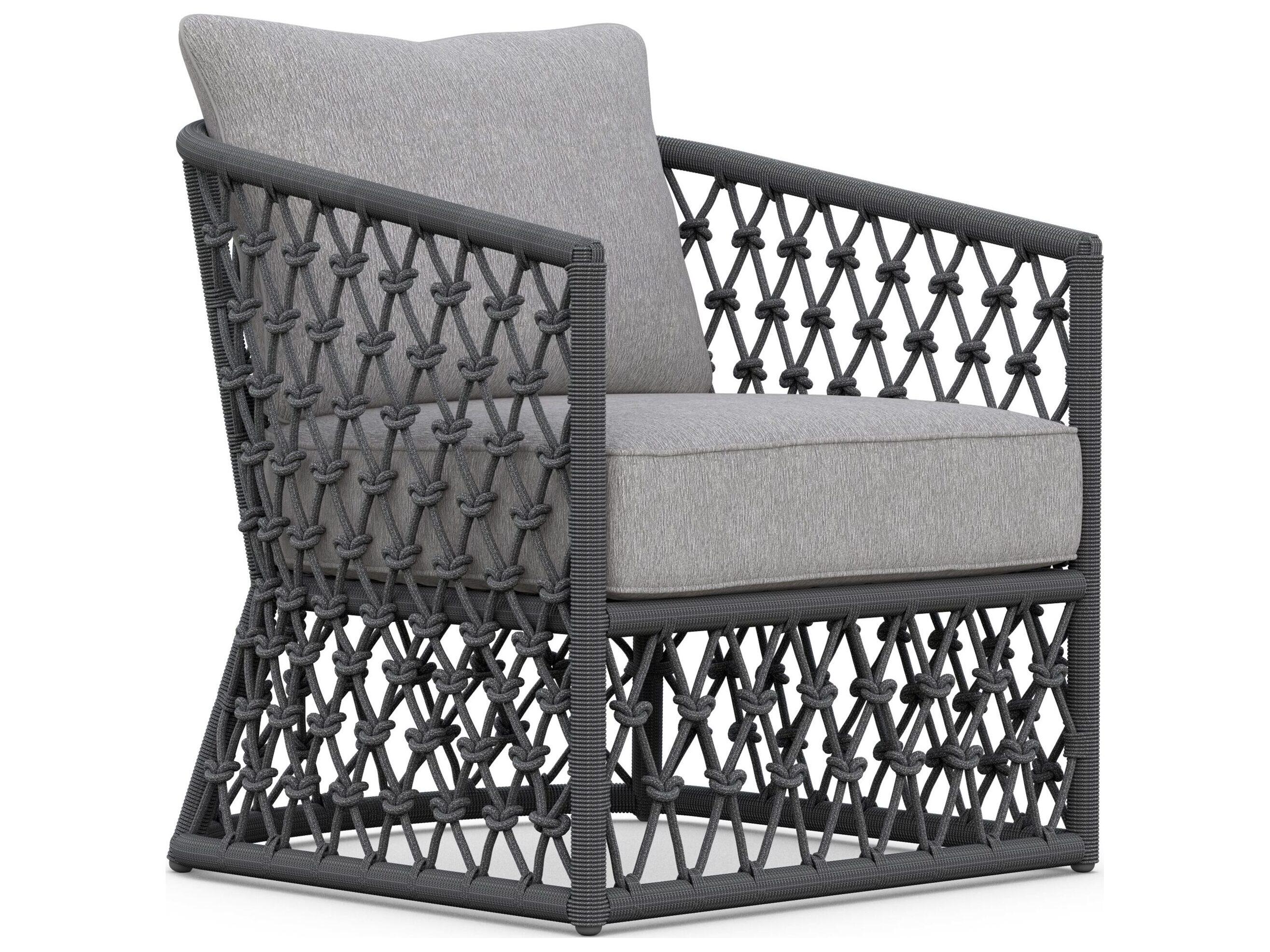 Azzurro Living Amelia Ash All-Weather Rope Patio Lounge Chair with Fog Cushion