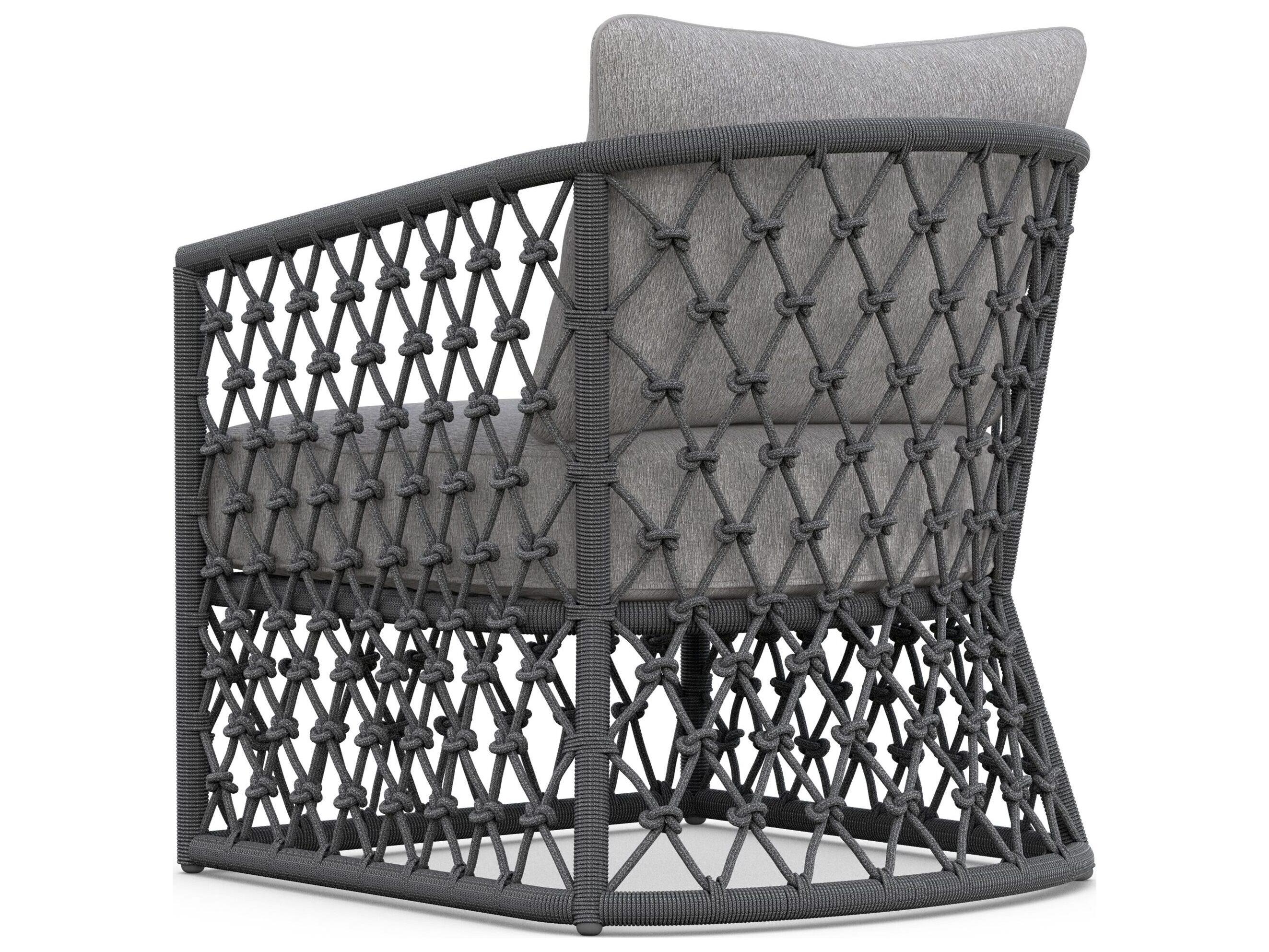 Azzurro Living Amelia Ash All-Weather Rope Patio Lounge Chair with Fog Cushion