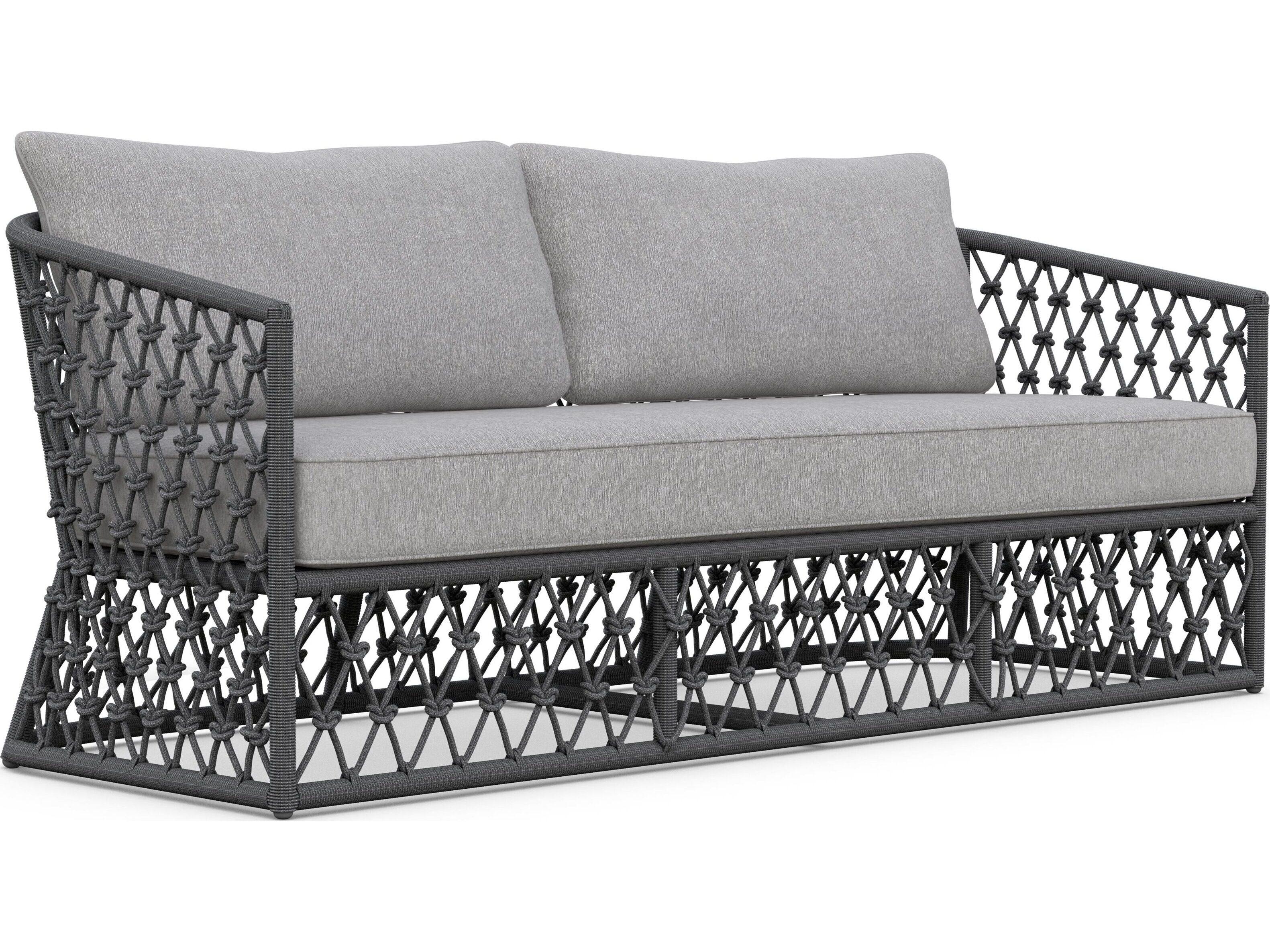 Azzurro Living Amelia Ash All-Weather Rope Patio Sofa with Fog Cushion