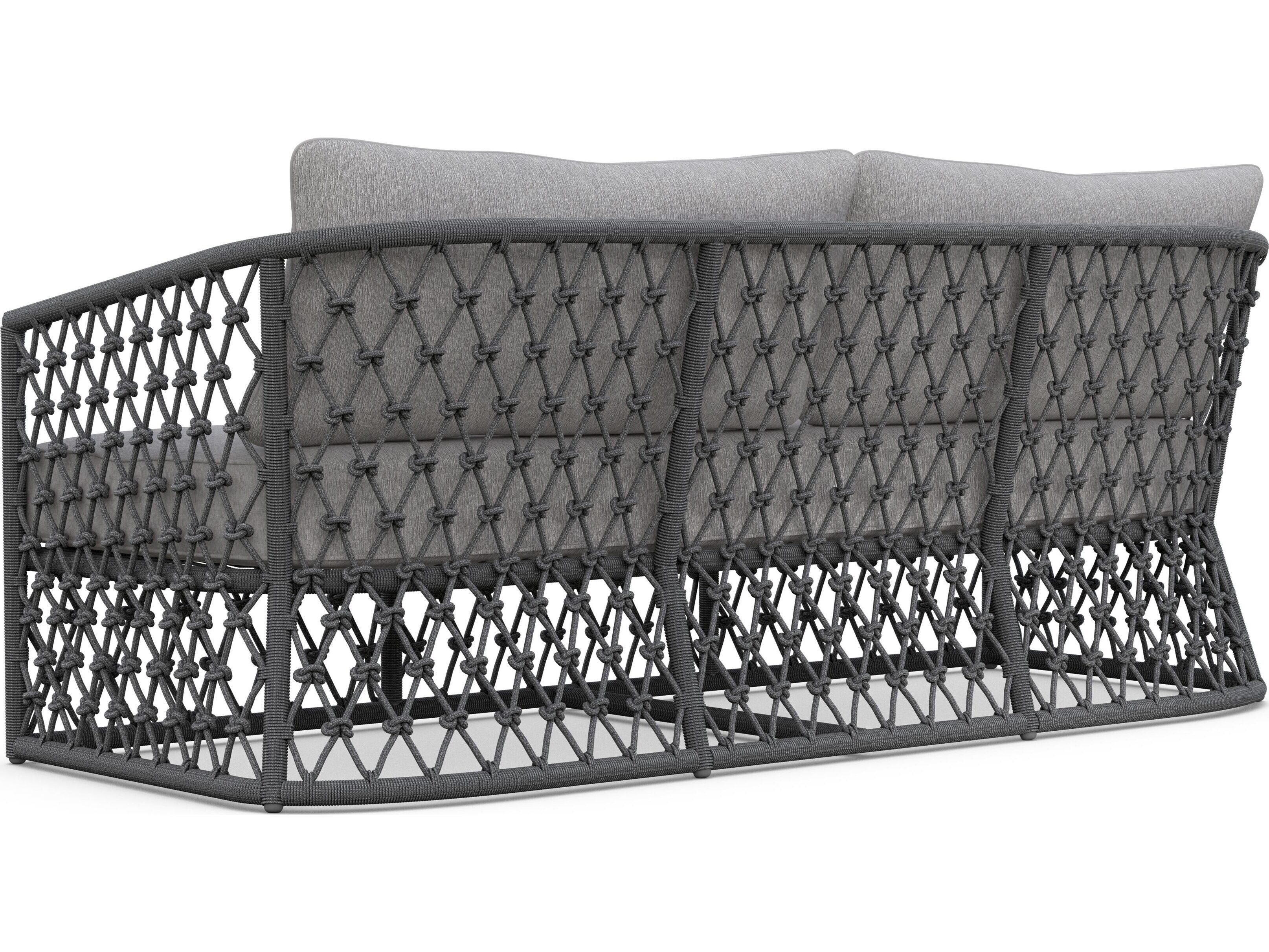 Azzurro Living Amelia Ash All-Weather Rope Patio Sofa with Fog Cushion