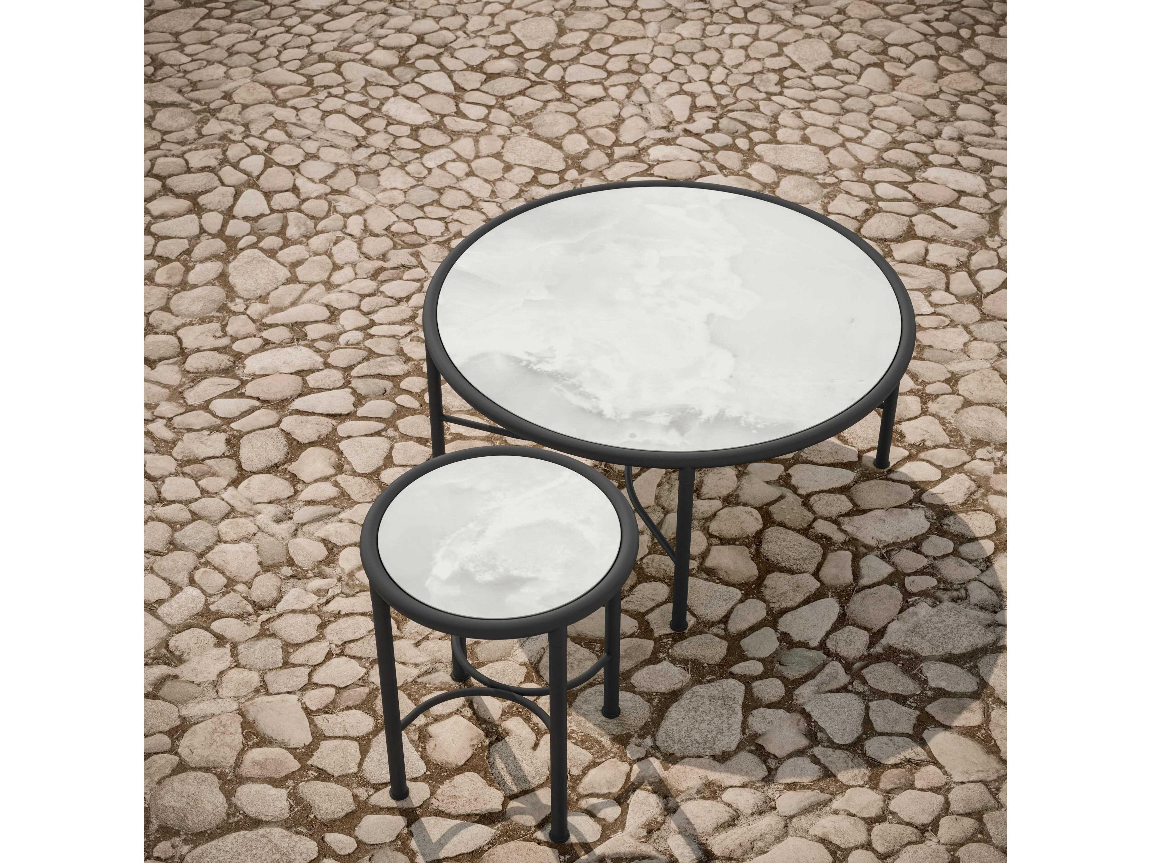 Azzurro Living Athens Noir Wrought Iron Round End Table