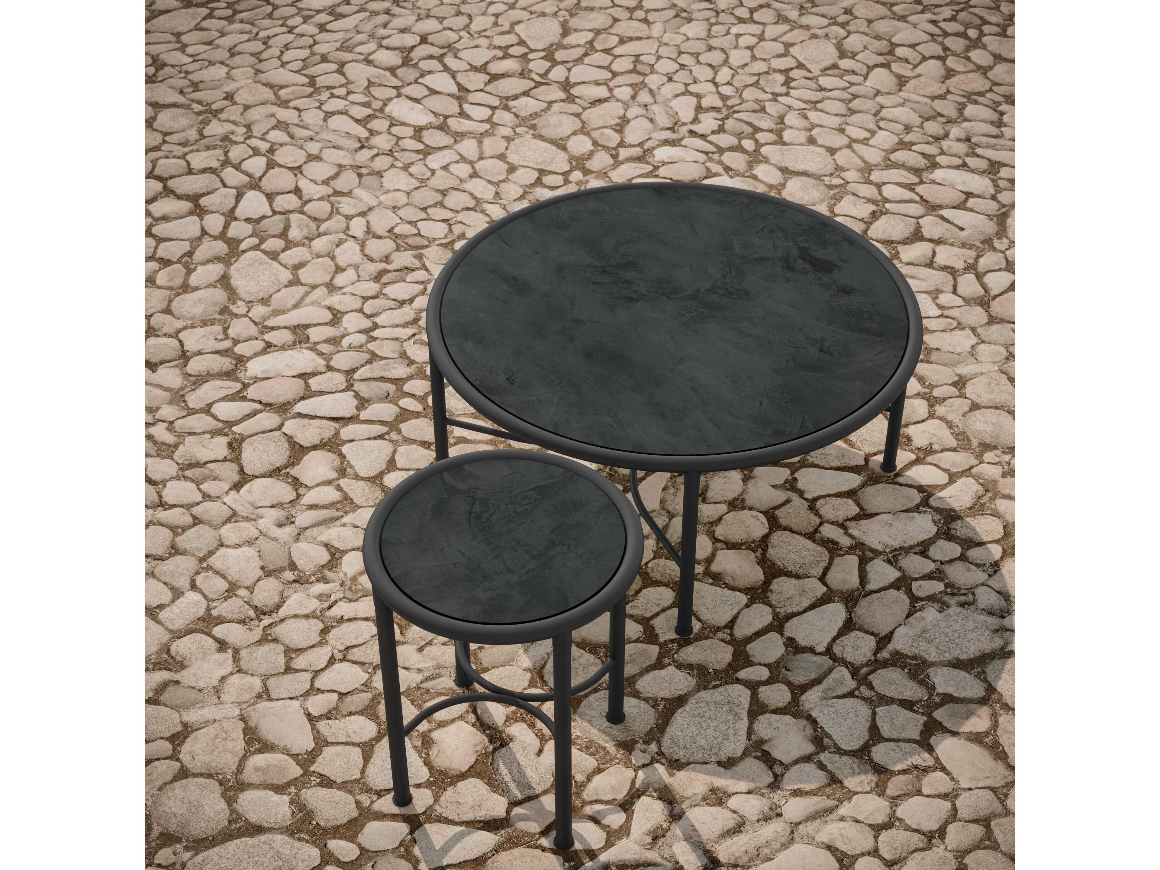 Azzurro Living Athens Noir Wrought Iron Round End Table