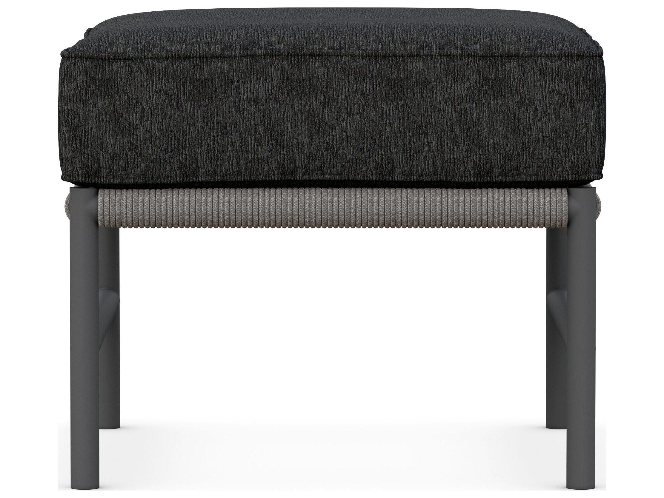 Azzurro Living Avalon Lava Gray All-Weather Rope Outdoor Patio Ottoman with Midnight Cushion