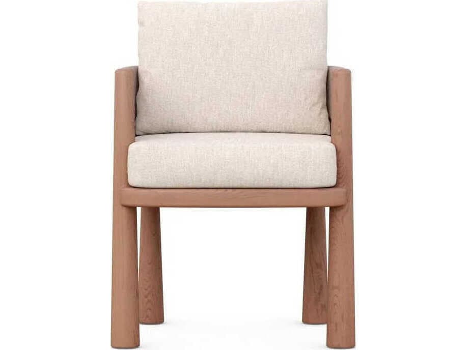 Azzurro Living Biscayne Natural Teak Wicker Cushion Dining Chair Set of 2