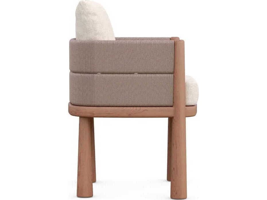 Azzurro Living Biscayne Natural Teak Wicker Cushion Dining Chair Set of 2