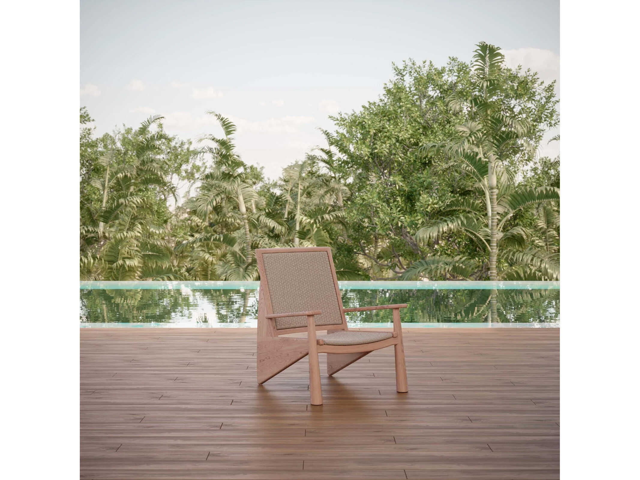 Azzurro Living Biscayne Natural Teak Wicker Rope Lounge Chair