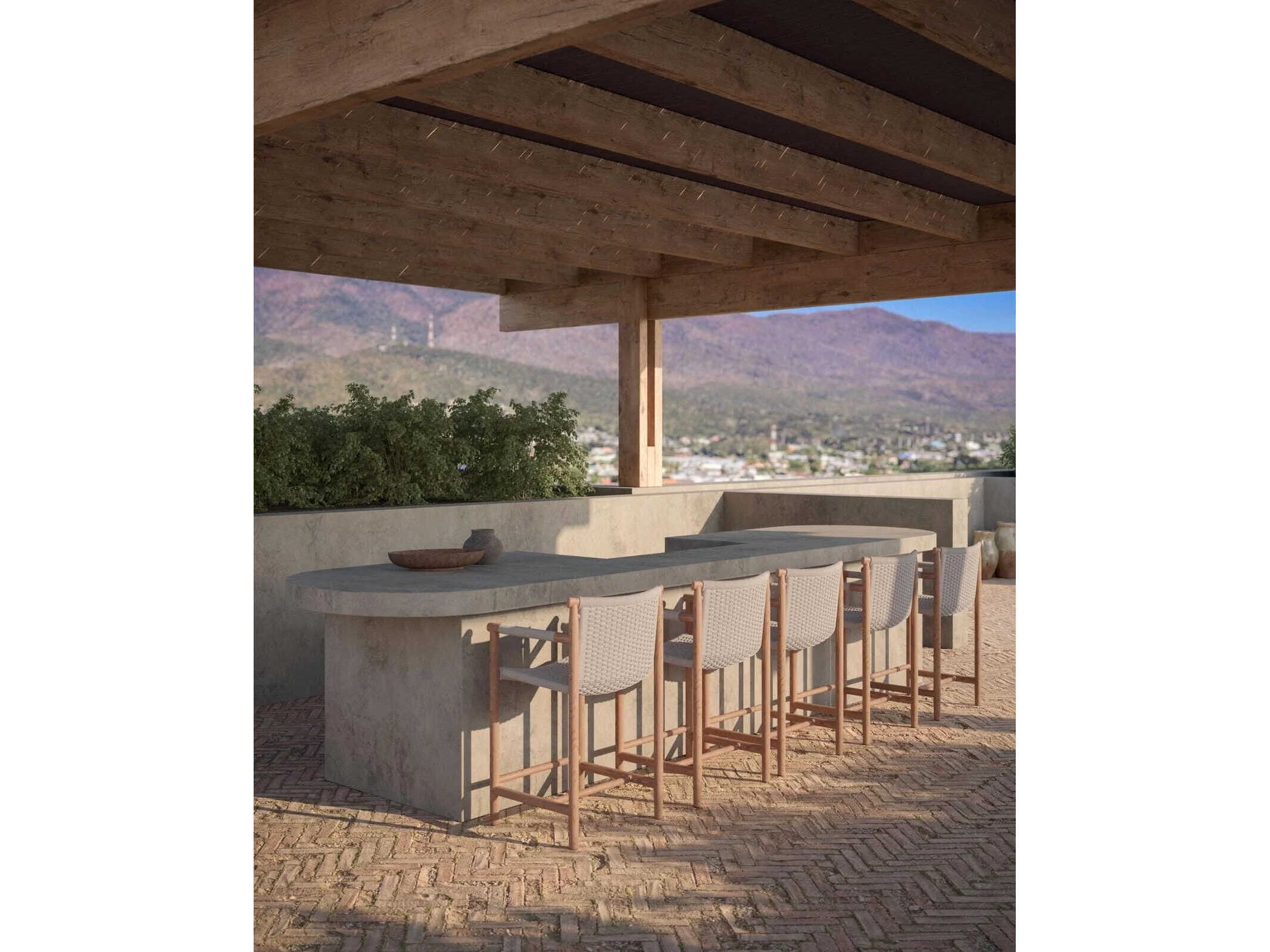 Azzurro Living Boca Natural Teak Rope Bar Stool