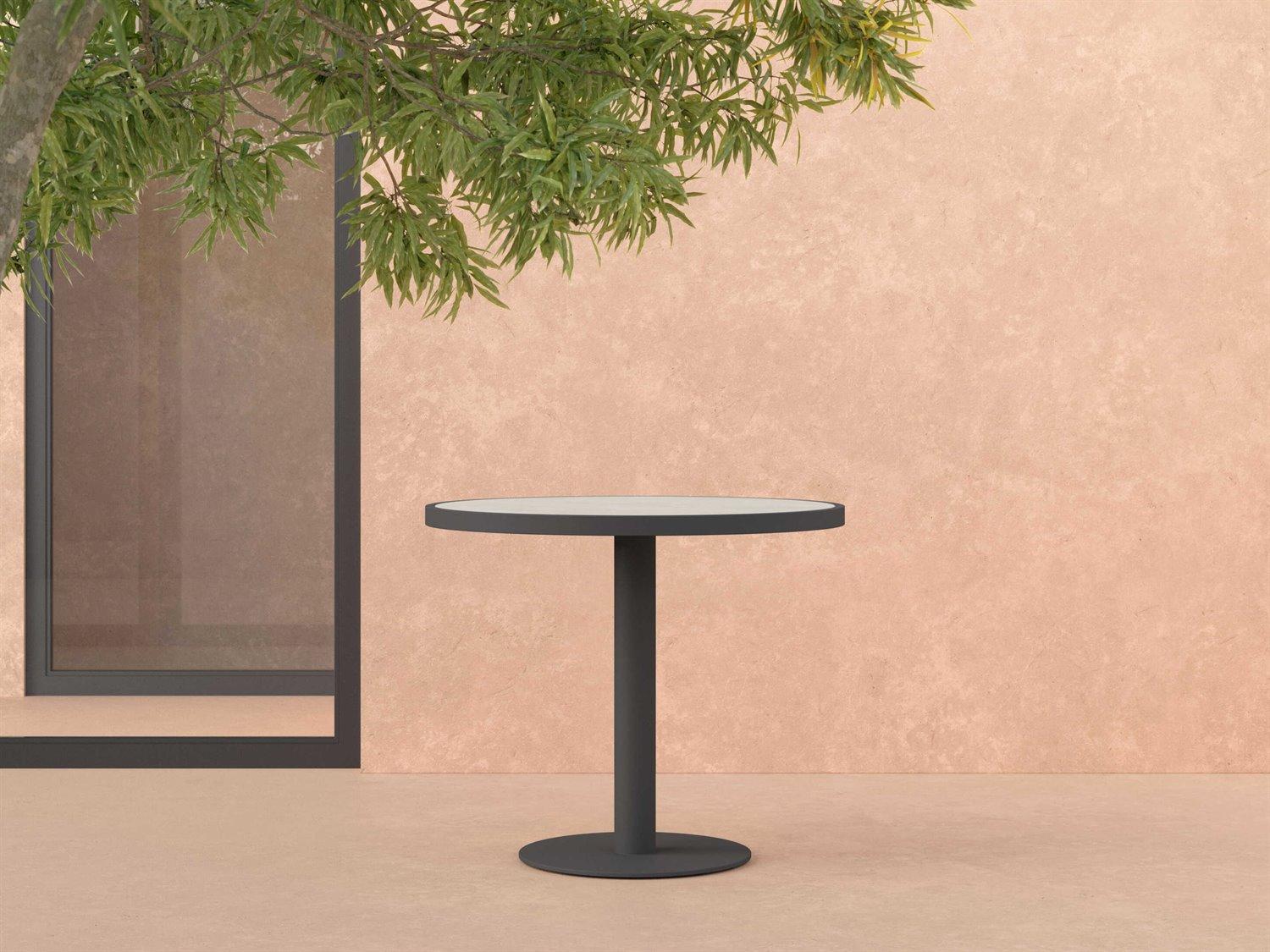 Azzurro Living Bordeaux Matte Charcoal Aluminum Round Dining Table