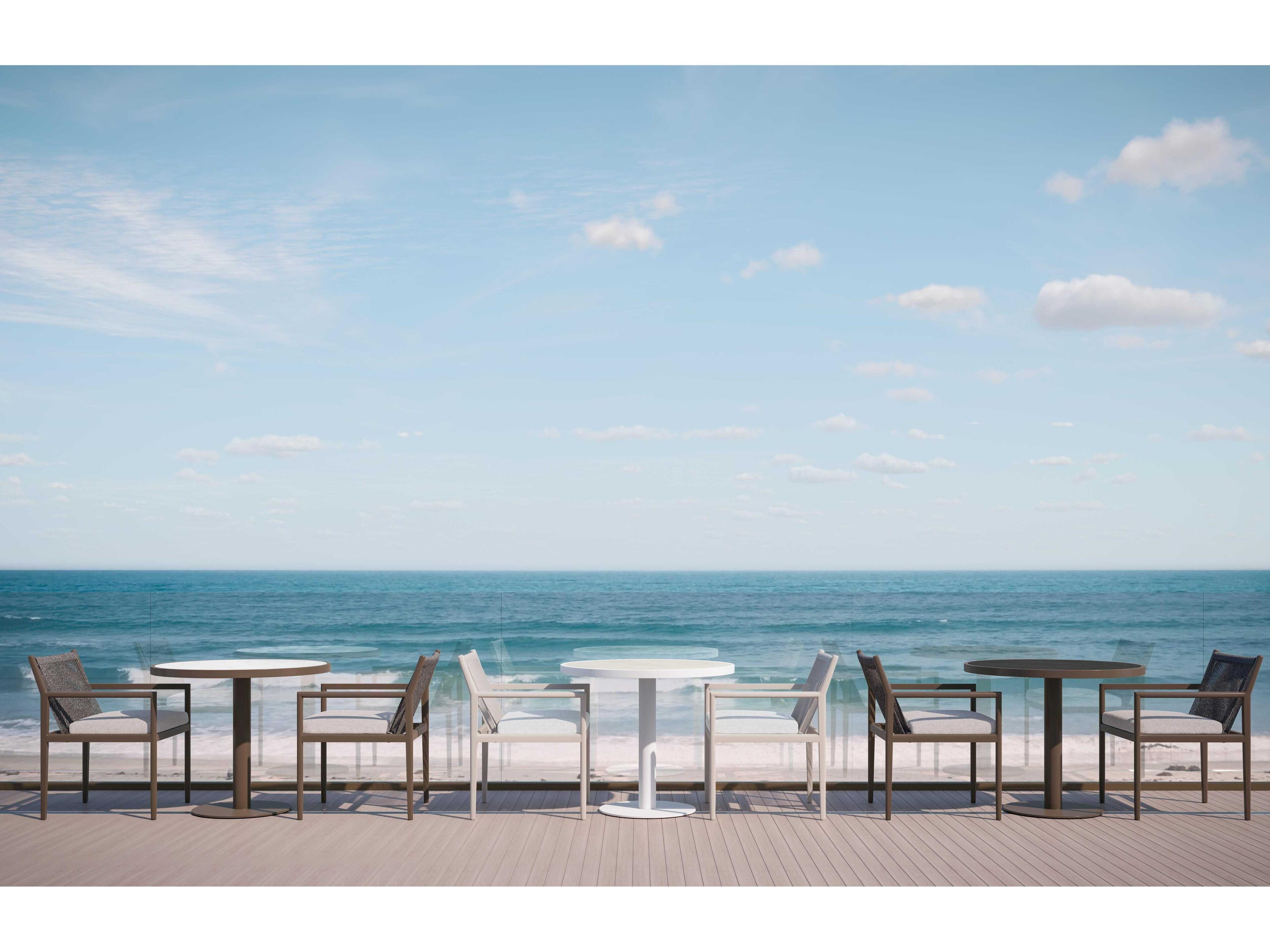 Azzurro Living Bordeaux Matte Charcoal Aluminum Round Dining Table