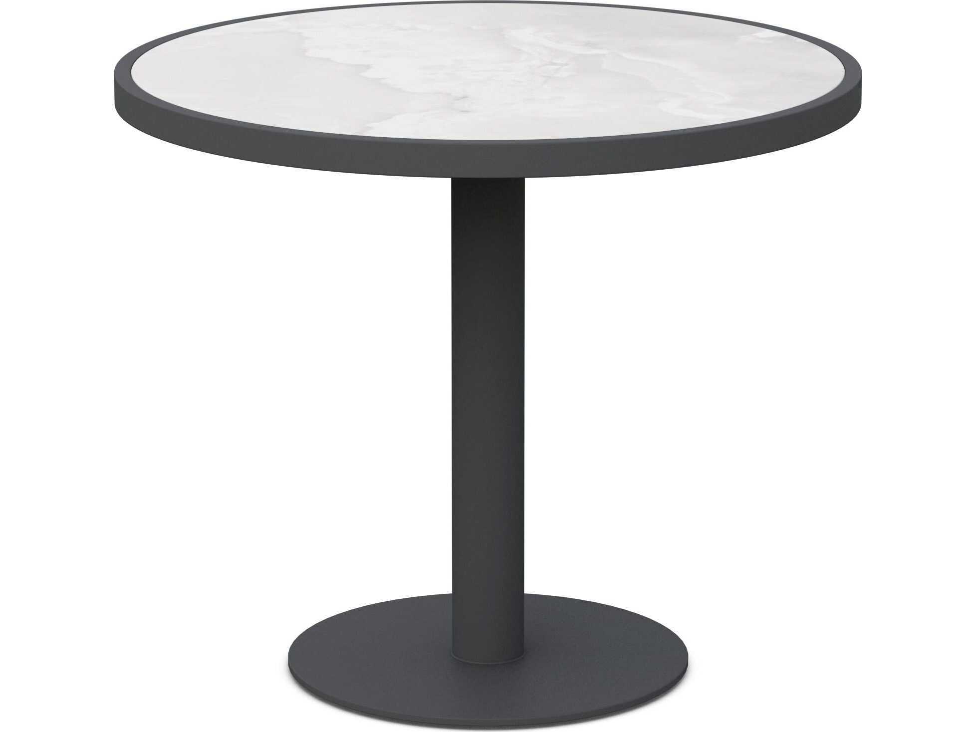 Azzurro Living Bordeaux Matte Charcoal Aluminum Round Dining Table