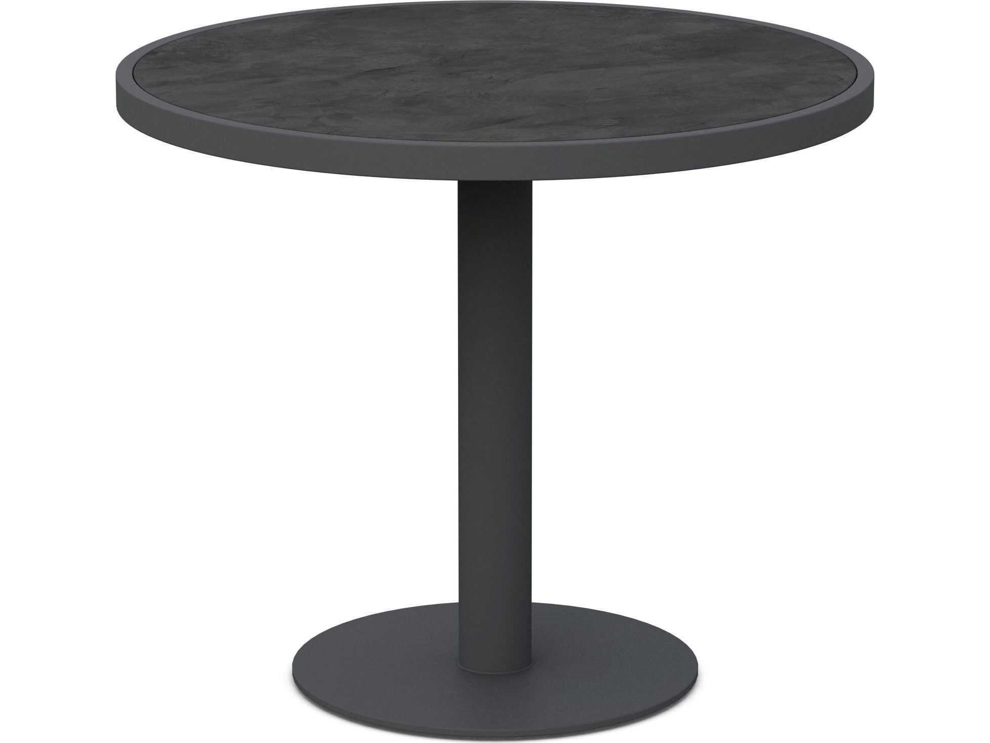 Azzurro Living Bordeaux Matte Charcoal Aluminum Round Dining Table