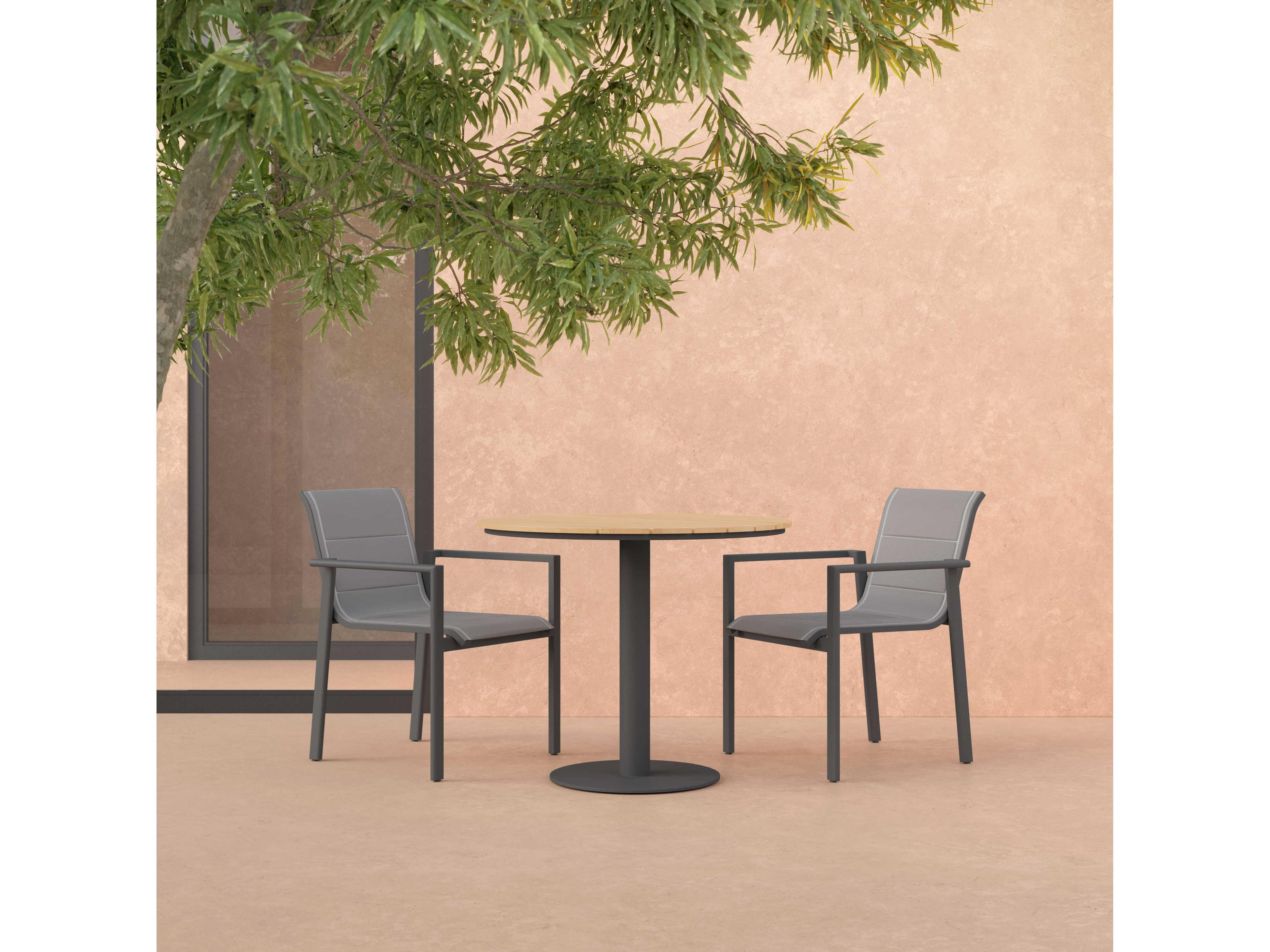 Azzurro Living Bordeaux Matte Charcoal Aluminum Round Dining Table