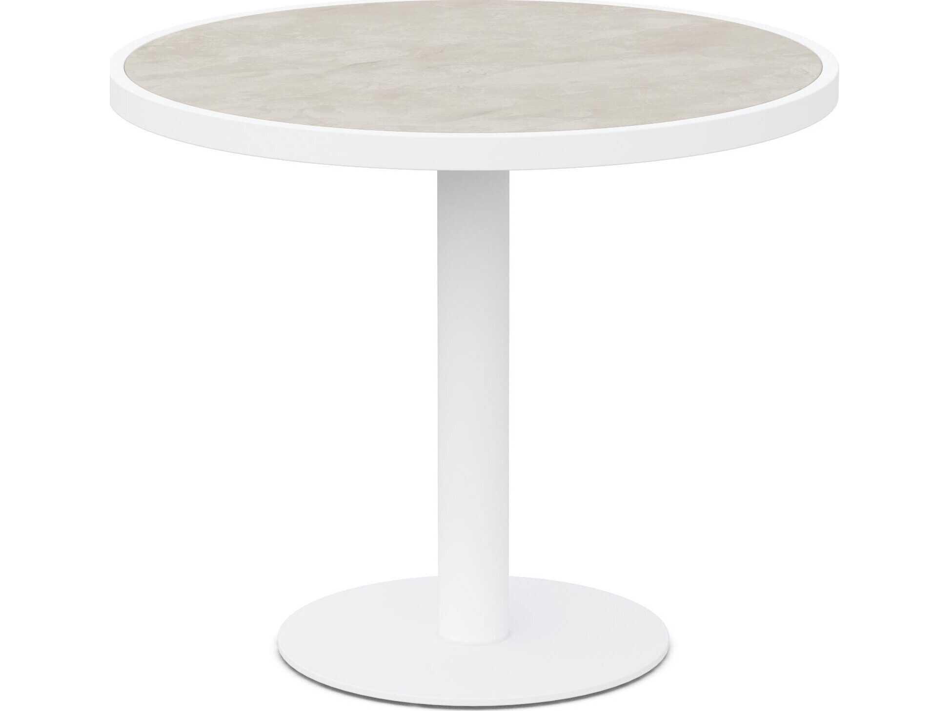 Azzurro Living Bordeaux Matte White Aluminum Round Dining Table