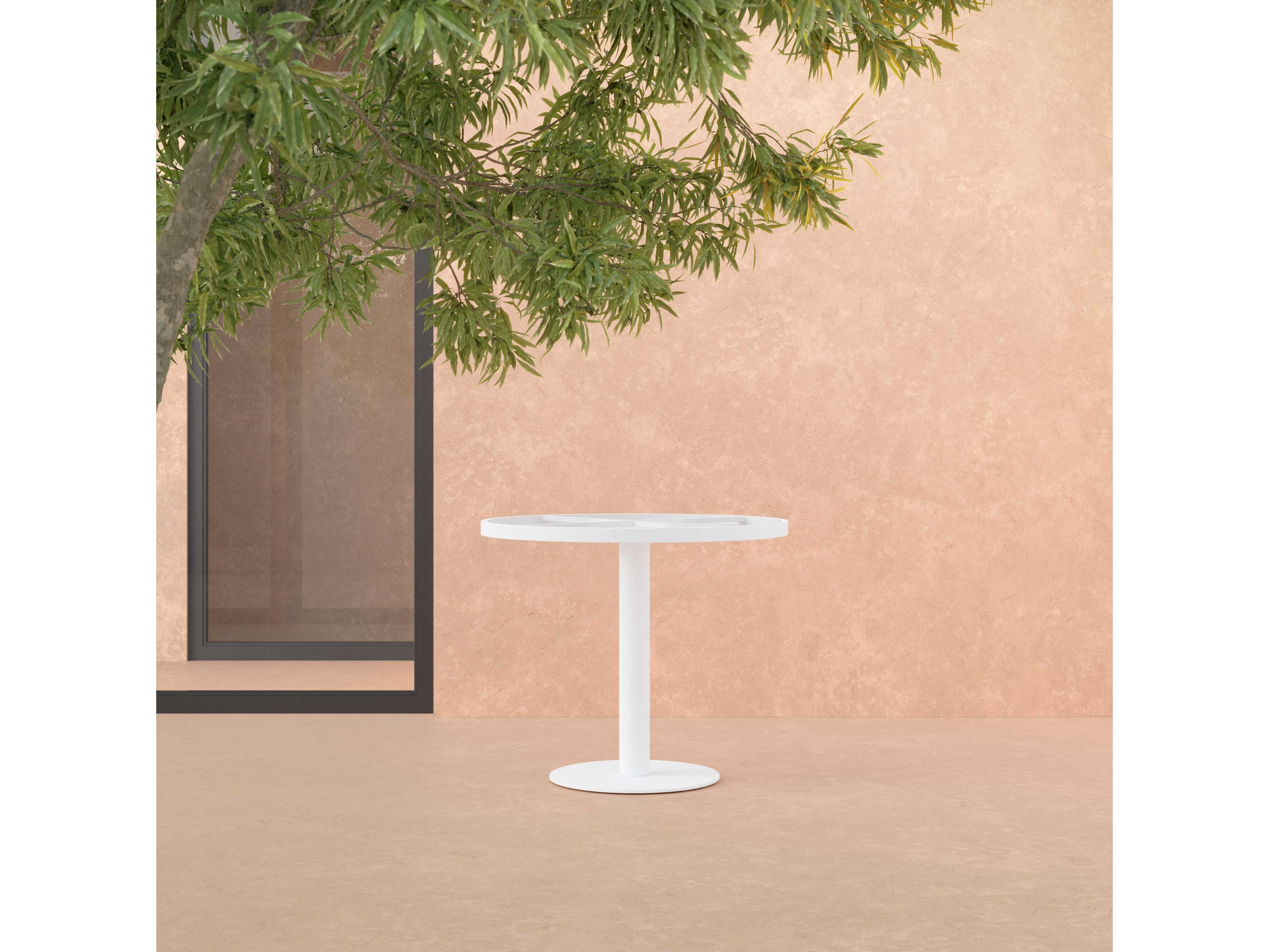 Azzurro Living Bordeaux Matte White Aluminum Round Dining Table