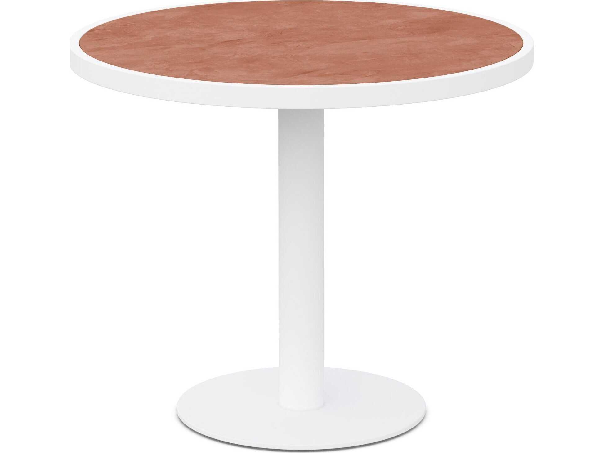 Azzurro Living Bordeaux Matte White Aluminum Round Dining Table