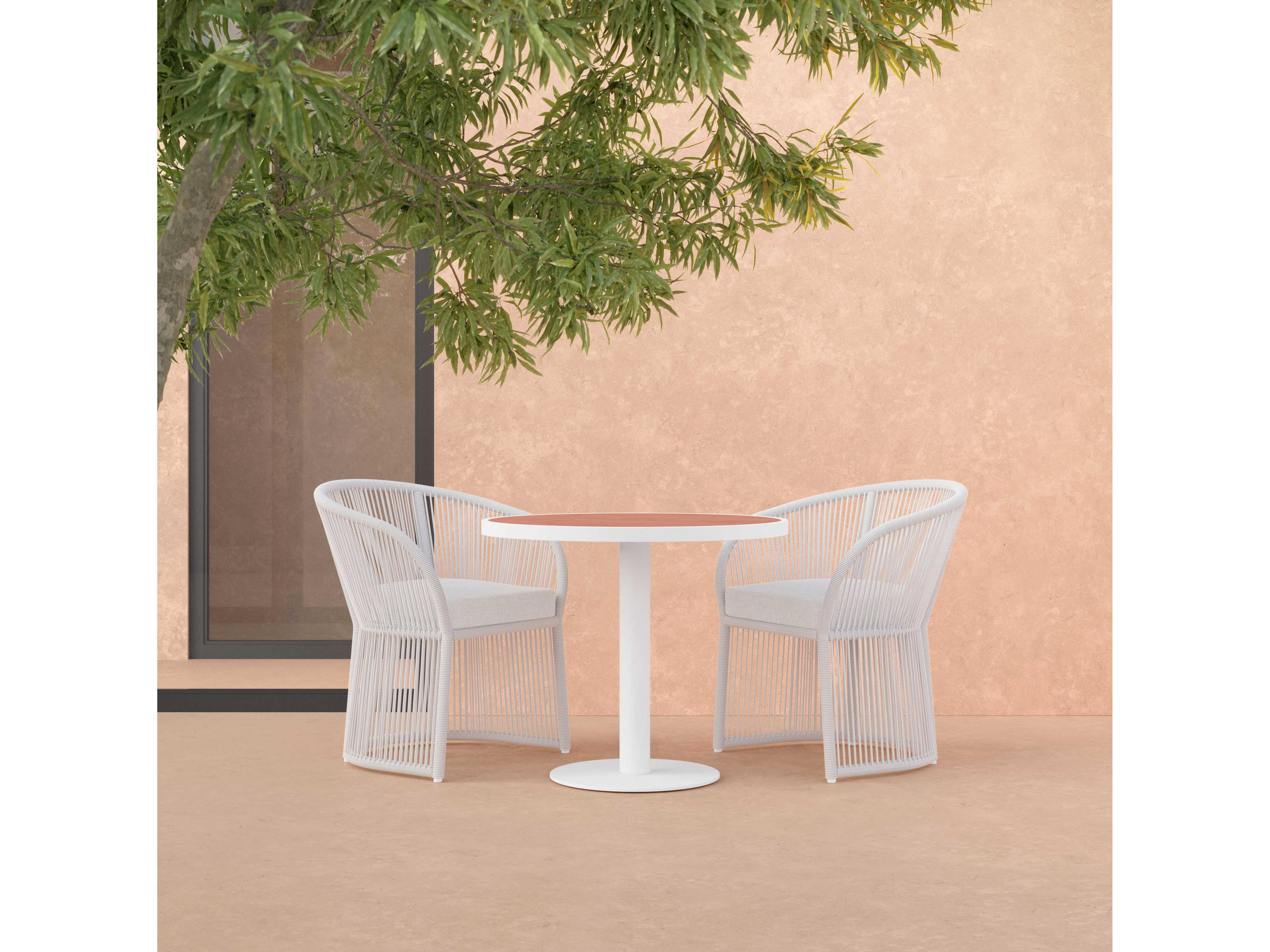 Azzurro Living Bordeaux Matte White Aluminum Round Dining Table