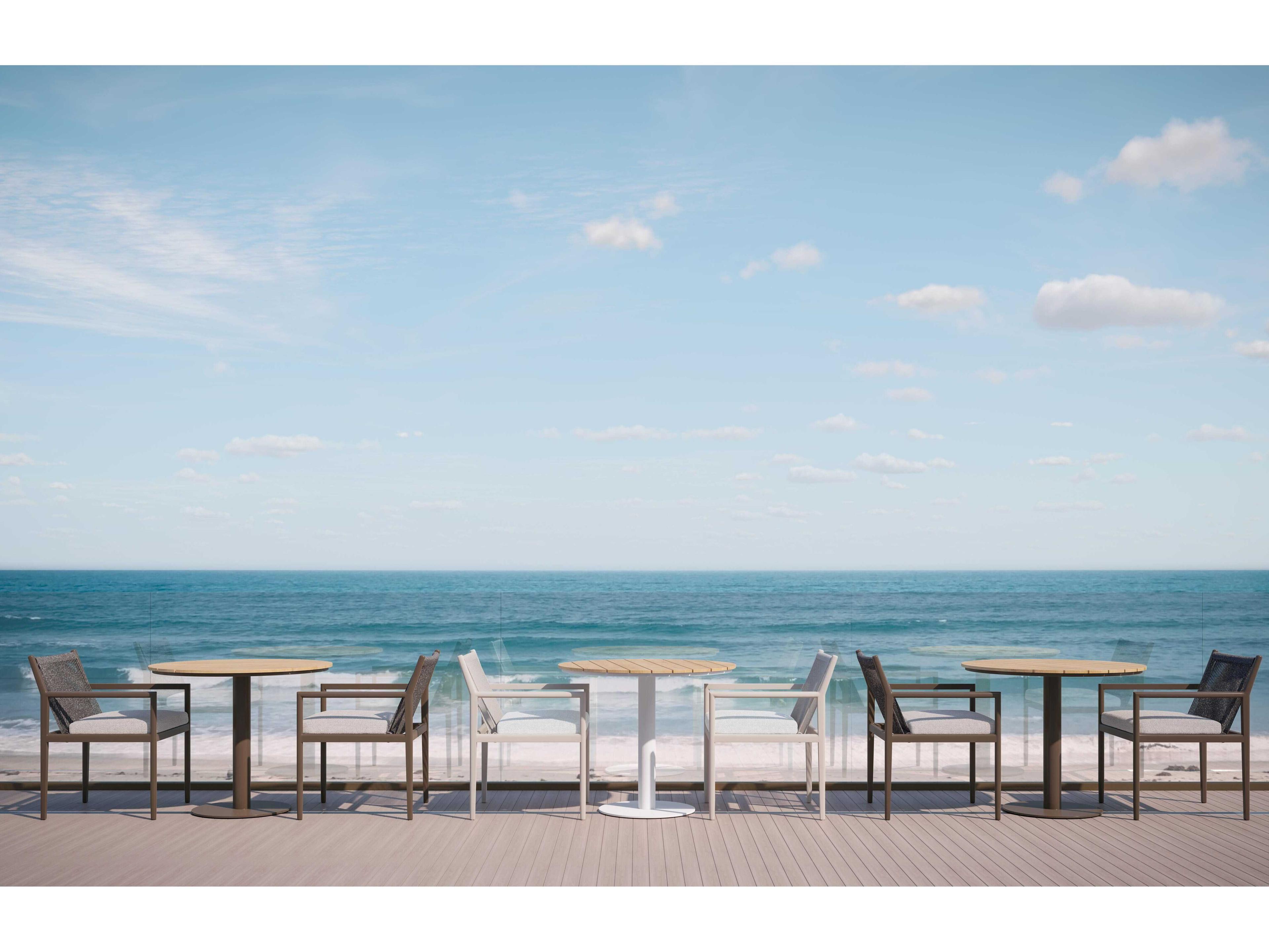 Azzurro Living Bordeaux Matte White Aluminum Round Dining Table