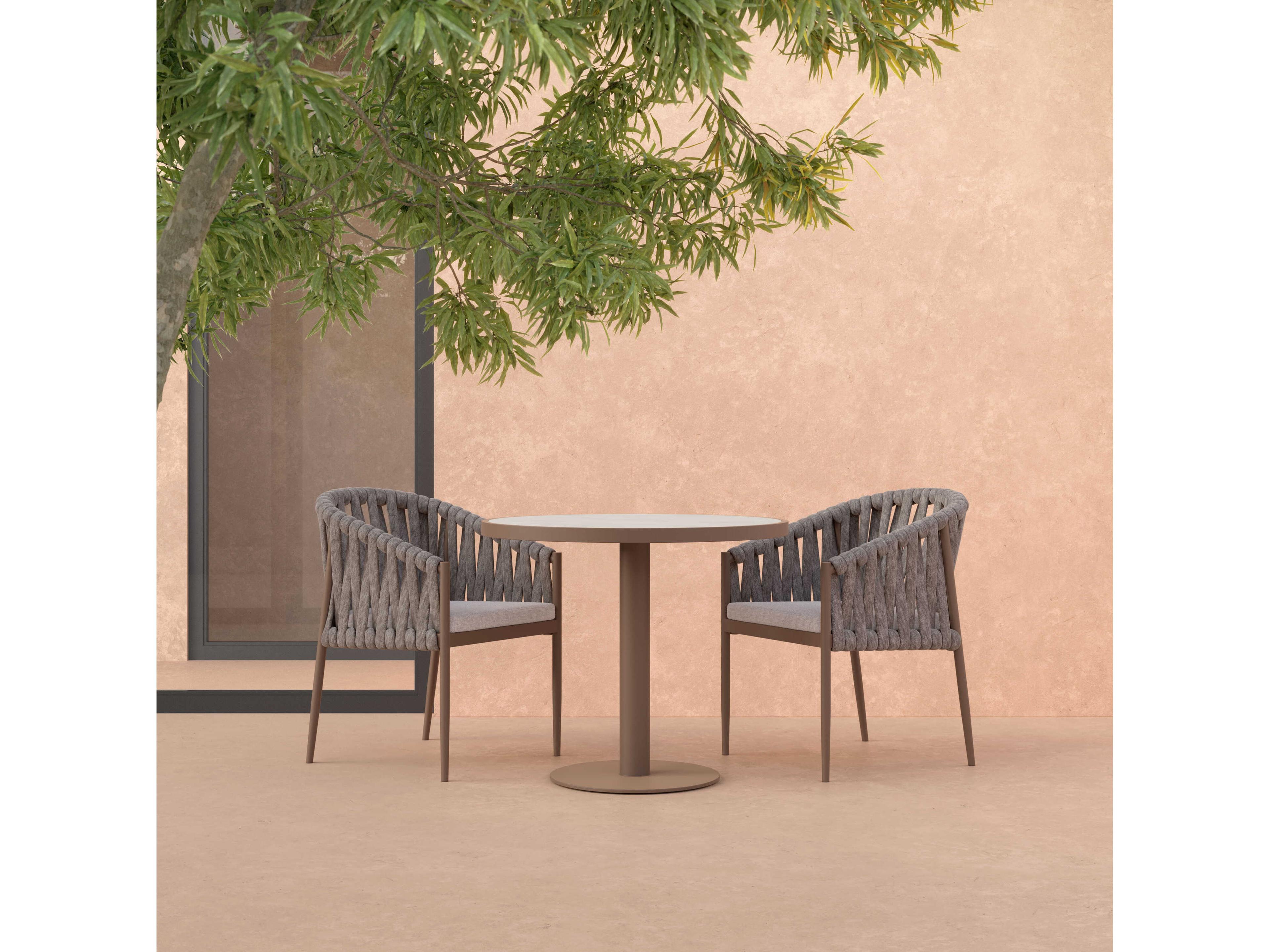 Azzurro Living Bordeaux Matte Bronze Aluminum Round Dining Table