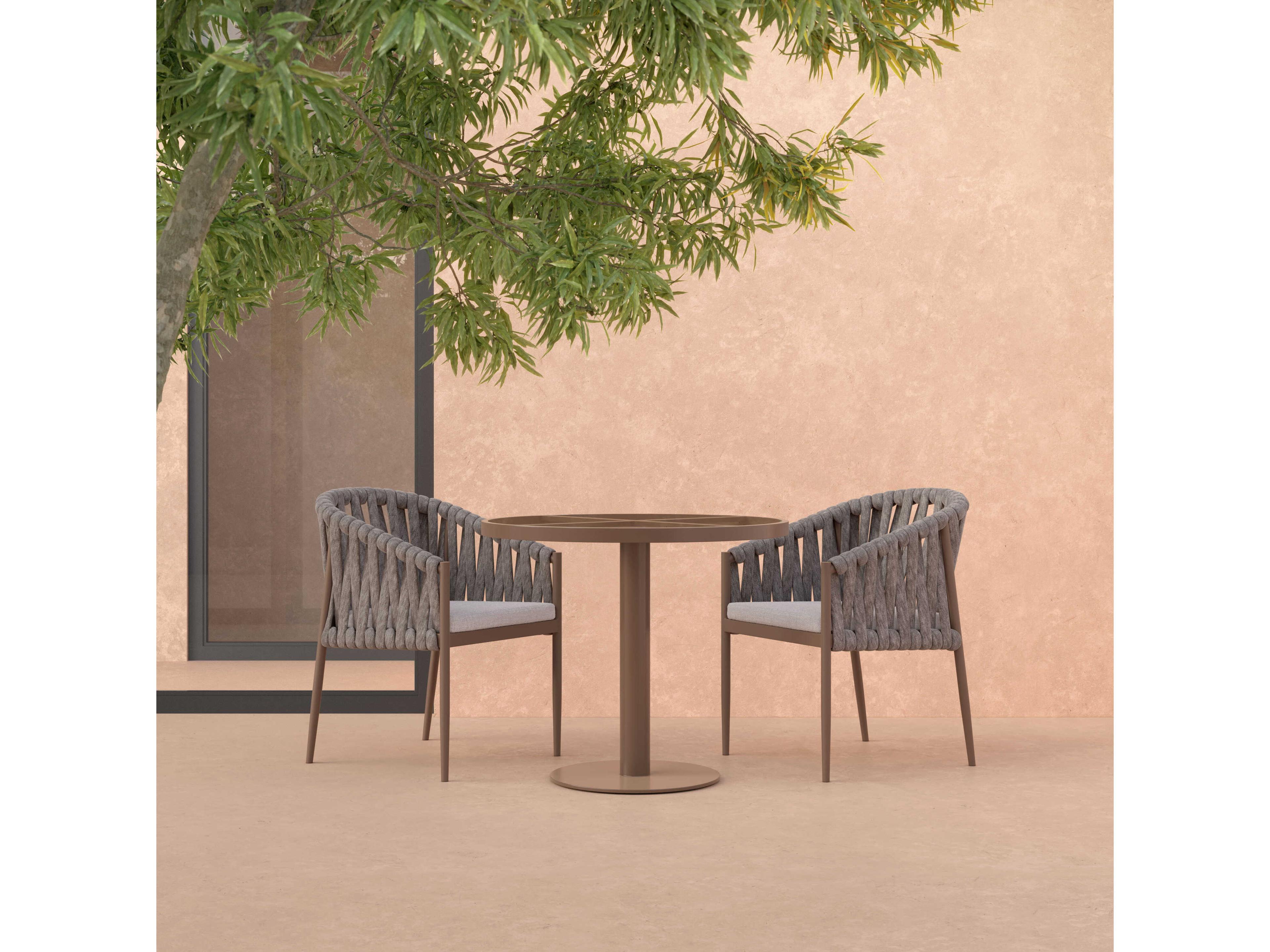 Azzurro Living Bordeaux Matte Bronze Aluminum Round Dining Table