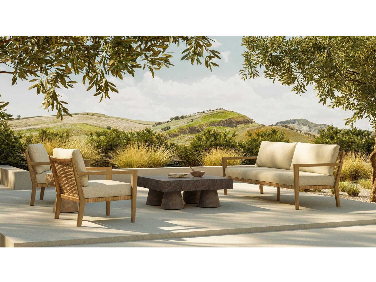 Azzurro Living Bozeman Barkaluwood Wood Cushion Sofa