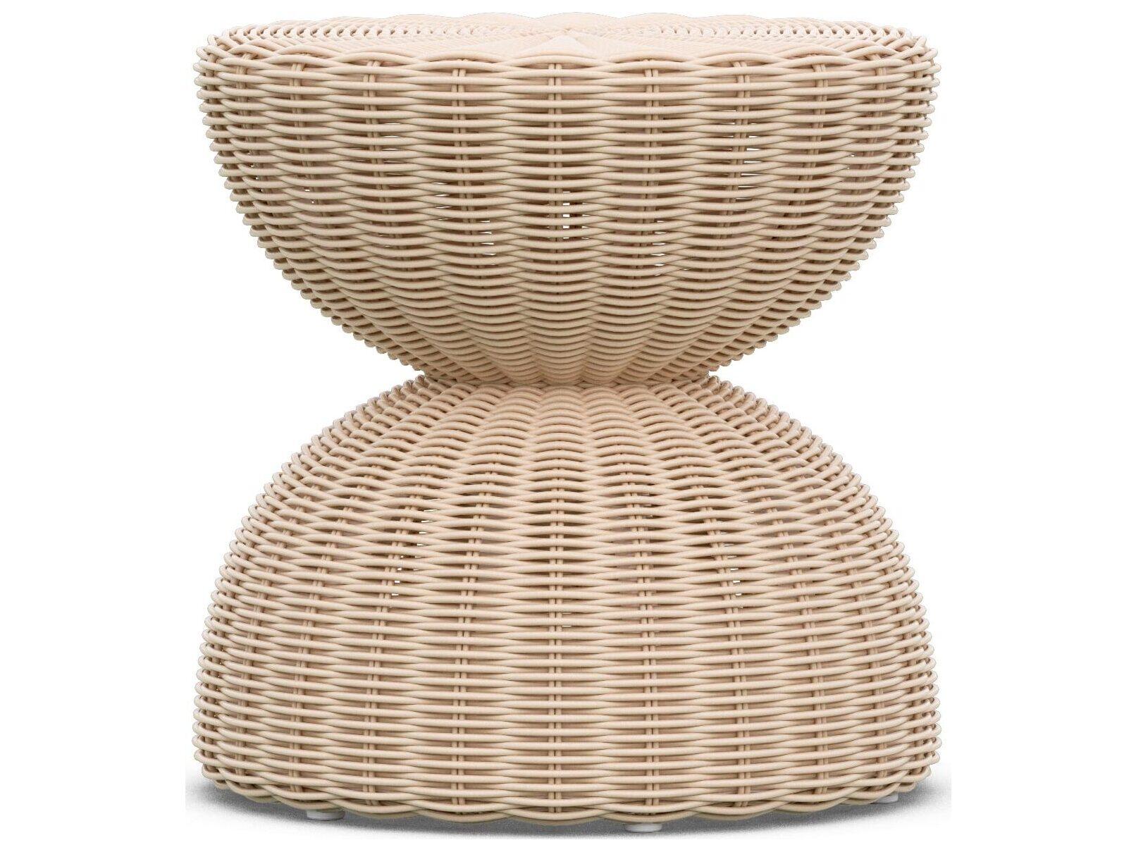 Azzurro Living Cabo Almond Wicker Round Patio Side Table