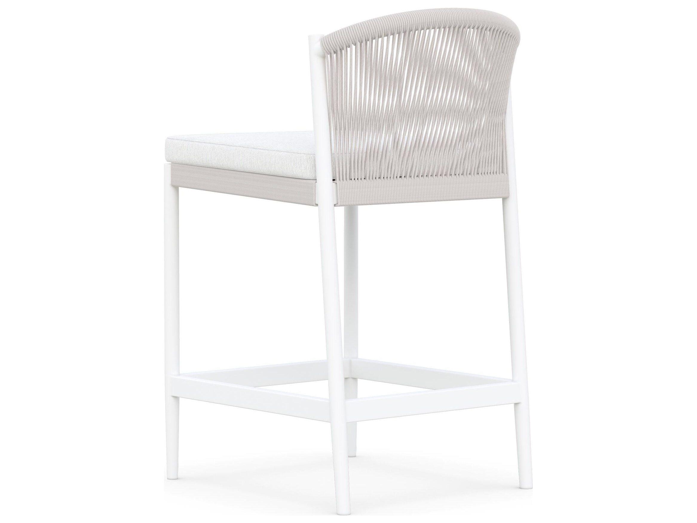 Azzurro Living Catalina Sand All-Weather Rope Outdoor Patio Counter Stool with Cloud Cushion