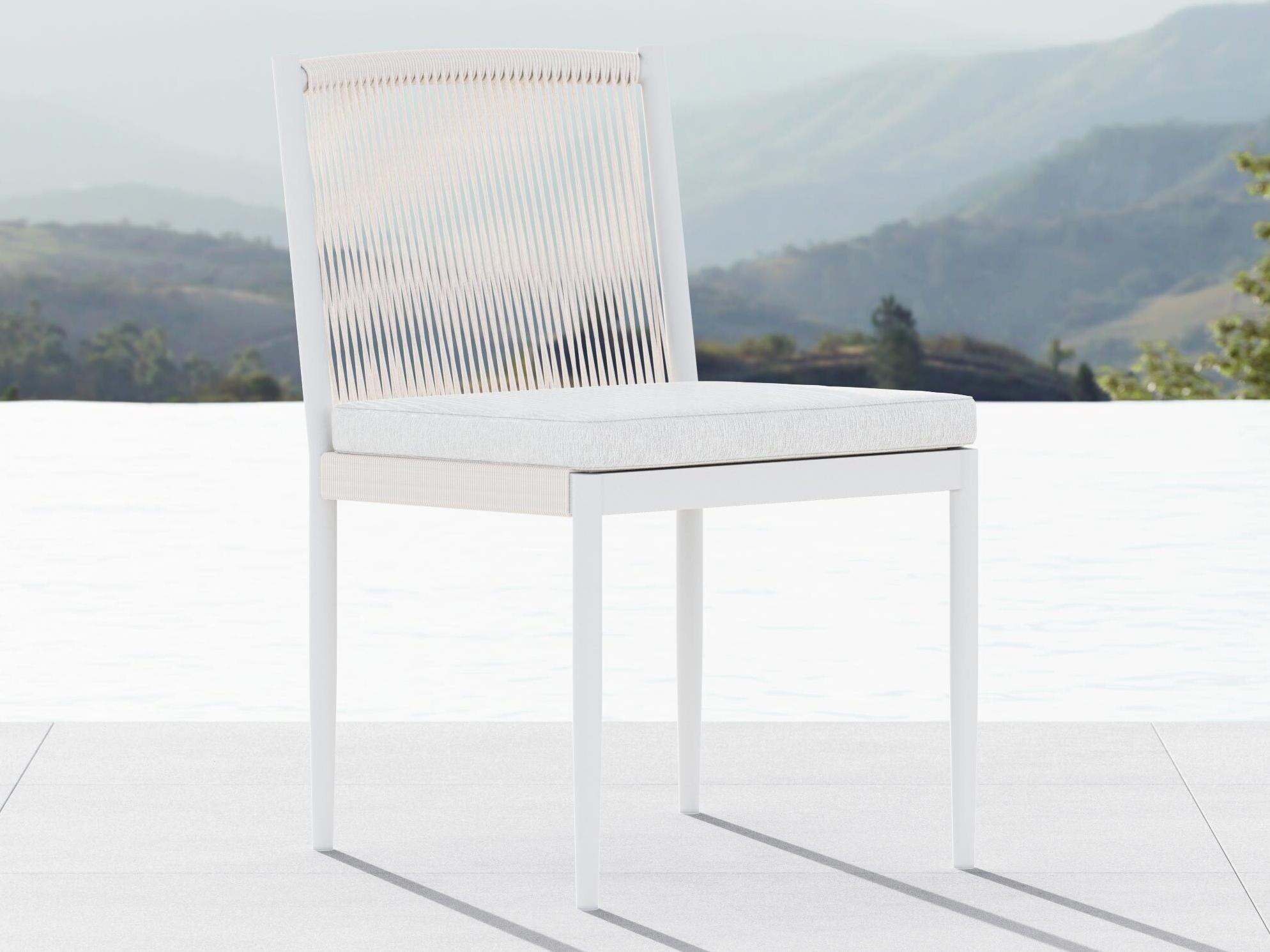 Azzurro Living Catalina Sand All-Weather Rope Outdoor Dining Side Chair with Cloud Cushion