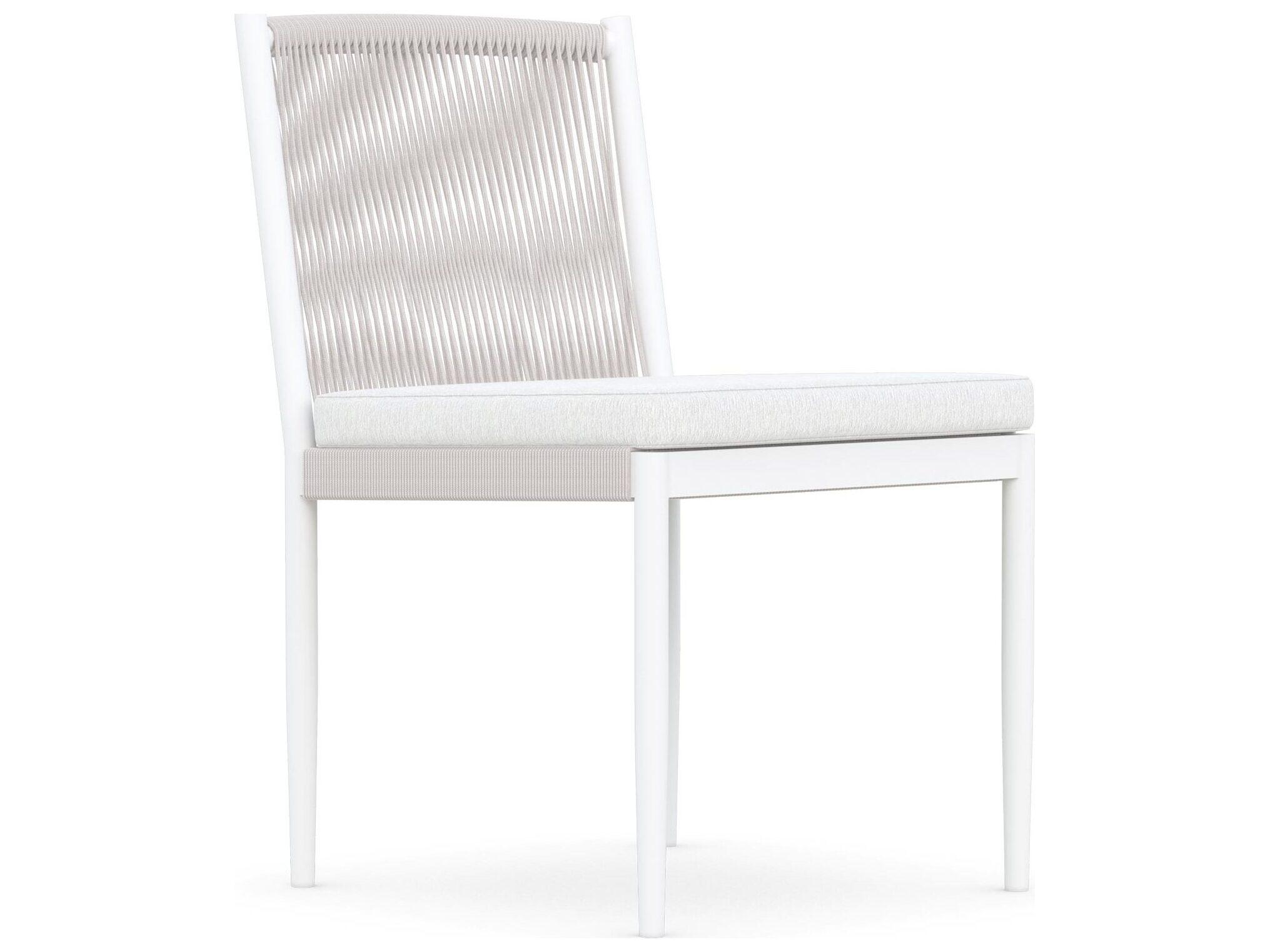 Azzurro Living Catalina Sand All-Weather Rope Outdoor Dining Side Chair with Cloud Cushion